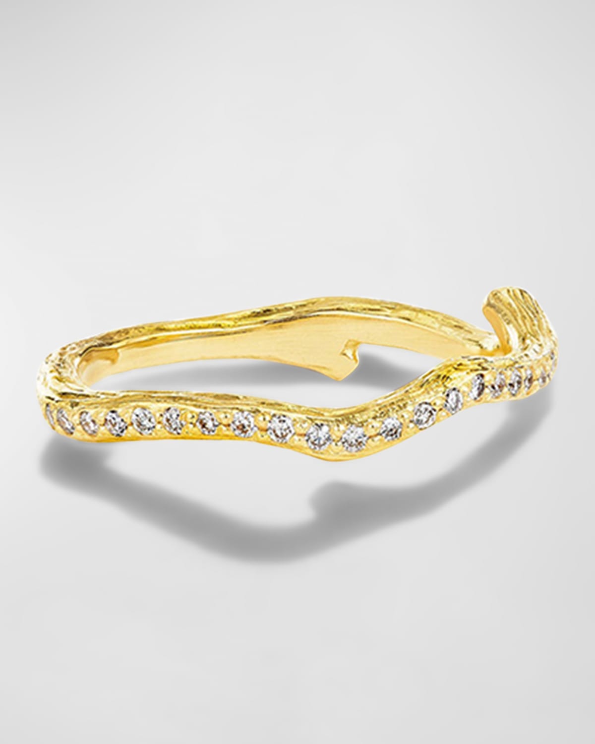 18K Yellow Gold Wonderland Twig Pave Diamond Eternity Ring