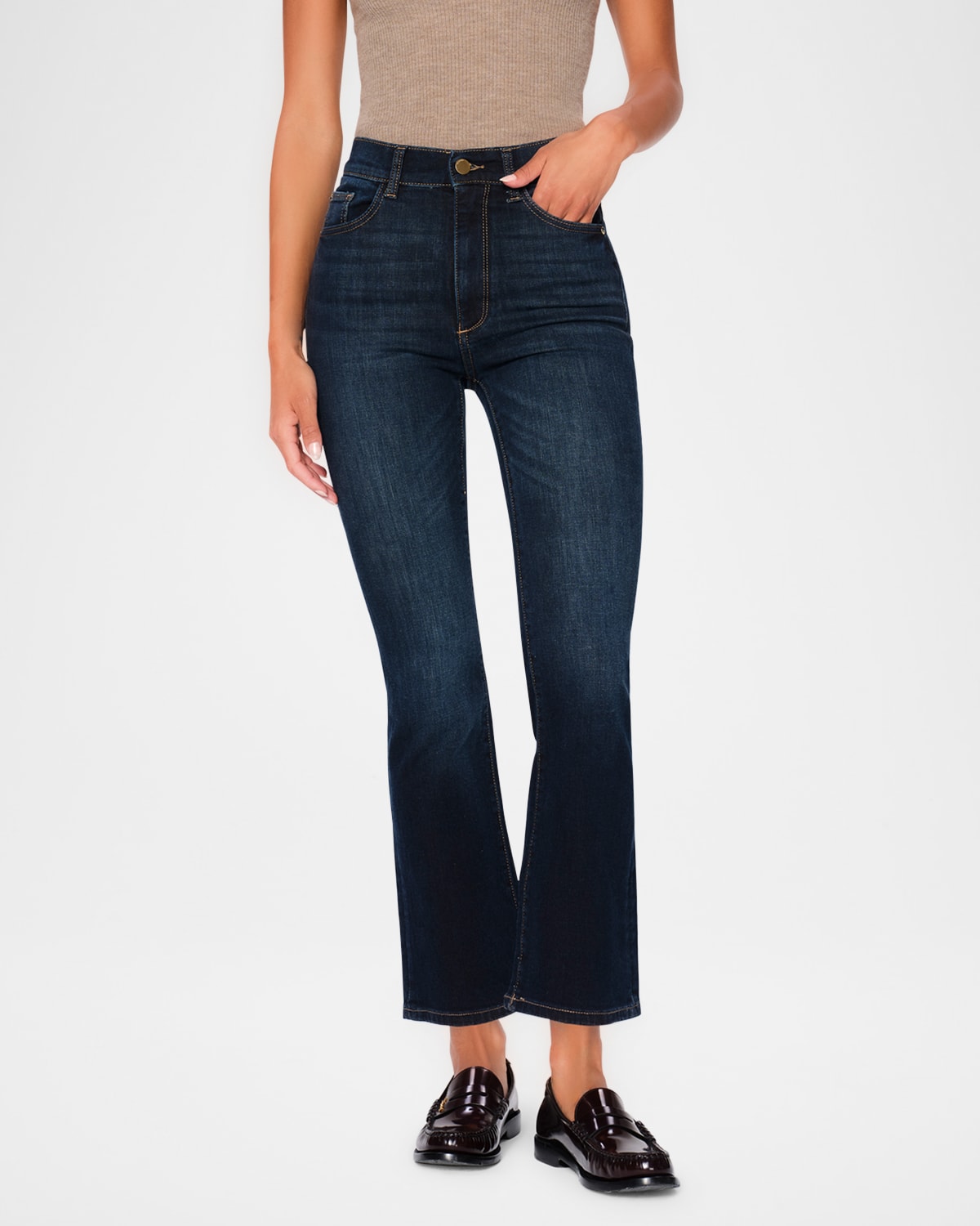 Dl1961 Bridget Bootcut High Rise Instasculpt Crop Jeans In Thunderbird Perfo
