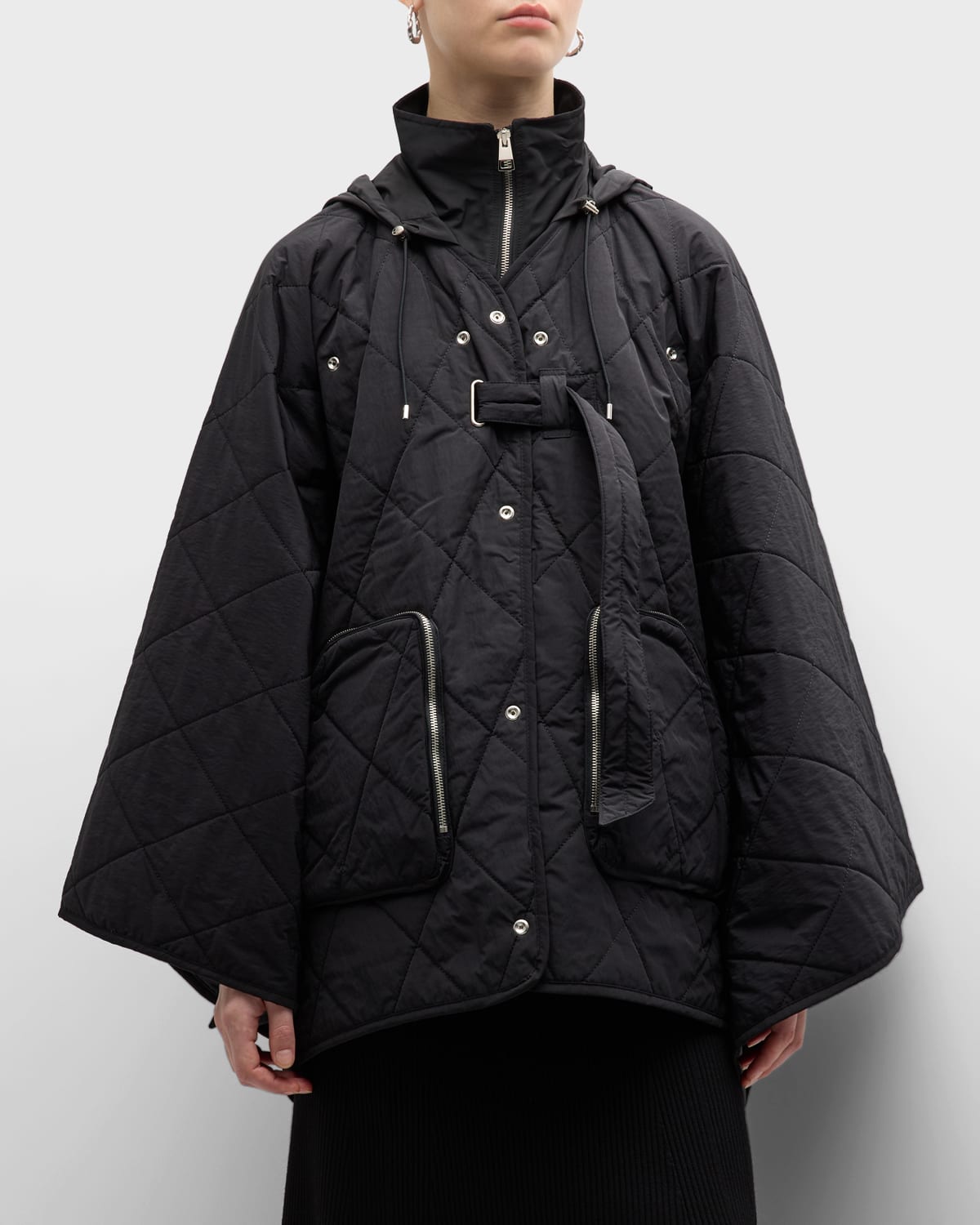 Studio Tomboy X Modular Quilted Poncho In Black