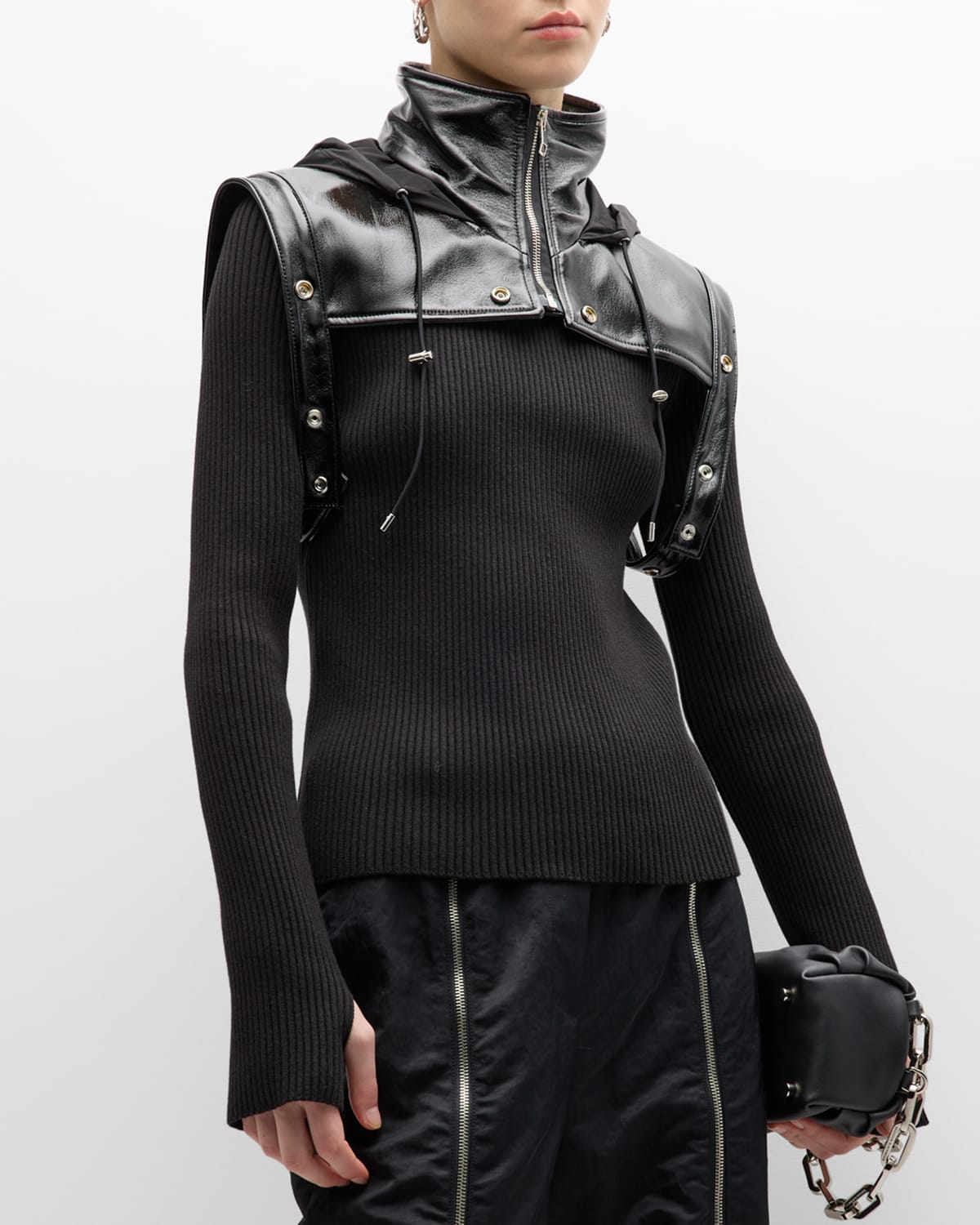 Studio Tomboy X Faux-leather Modular Hood In Black