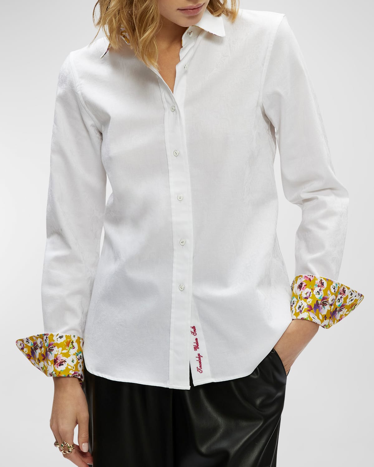 Robert Graham Priscilla Button-down Split-cuff Shirt In White