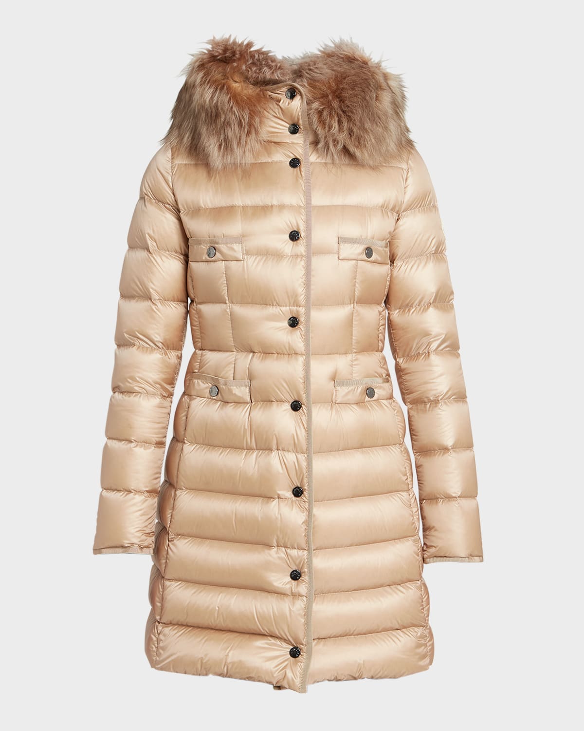 Hirmafur Long Puffer Coat with Shearling Ruff