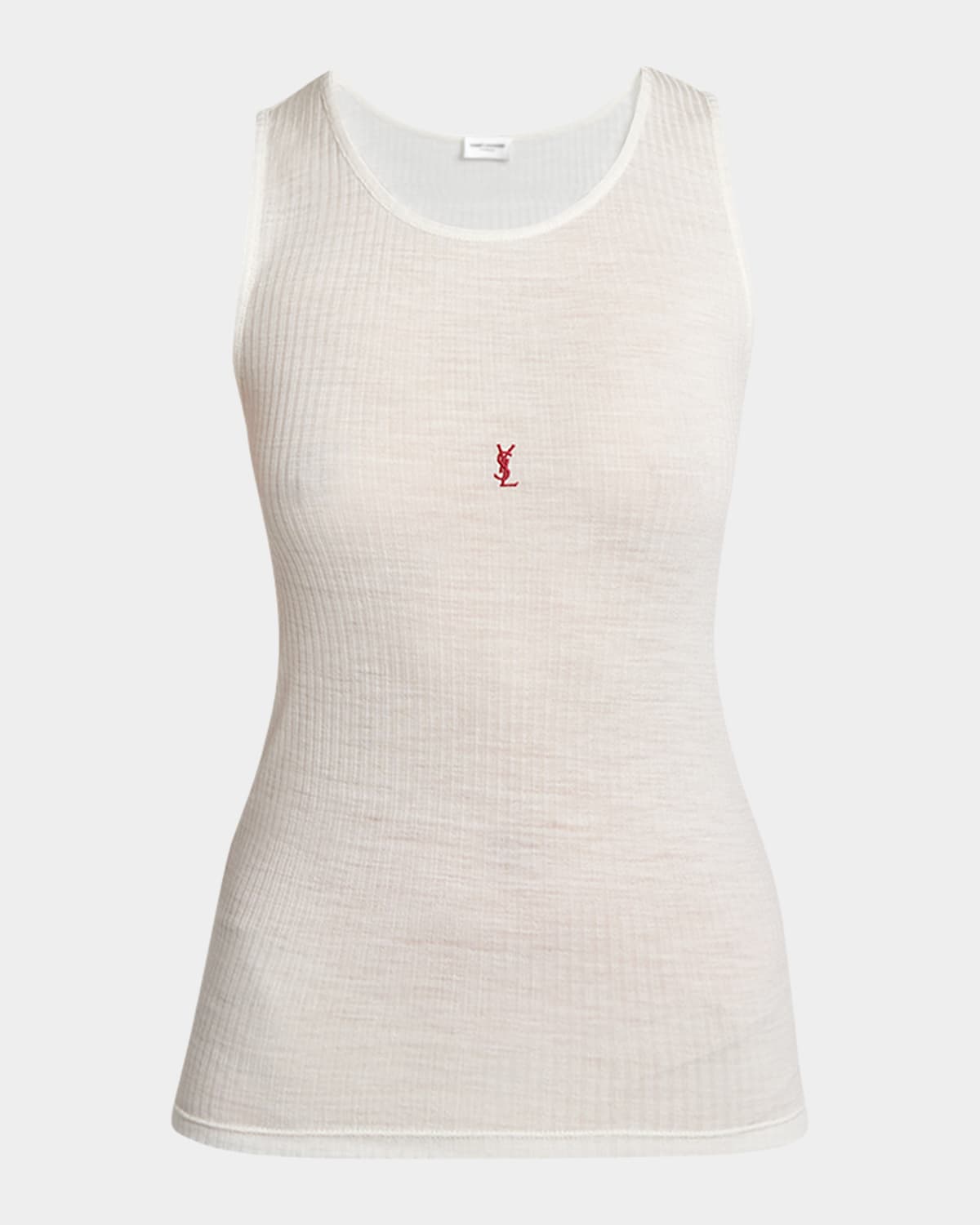 Saint Laurent Canottiera Cassandre In Ecru+natur