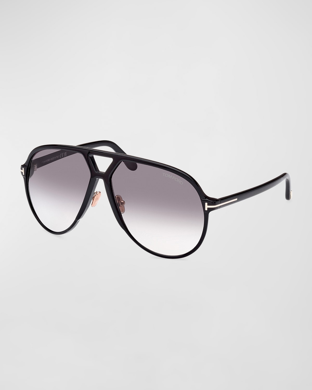 Tom Ford Women's Shiny Black & Smoke Gradient Bertrand Pilot Sunglasses In Black