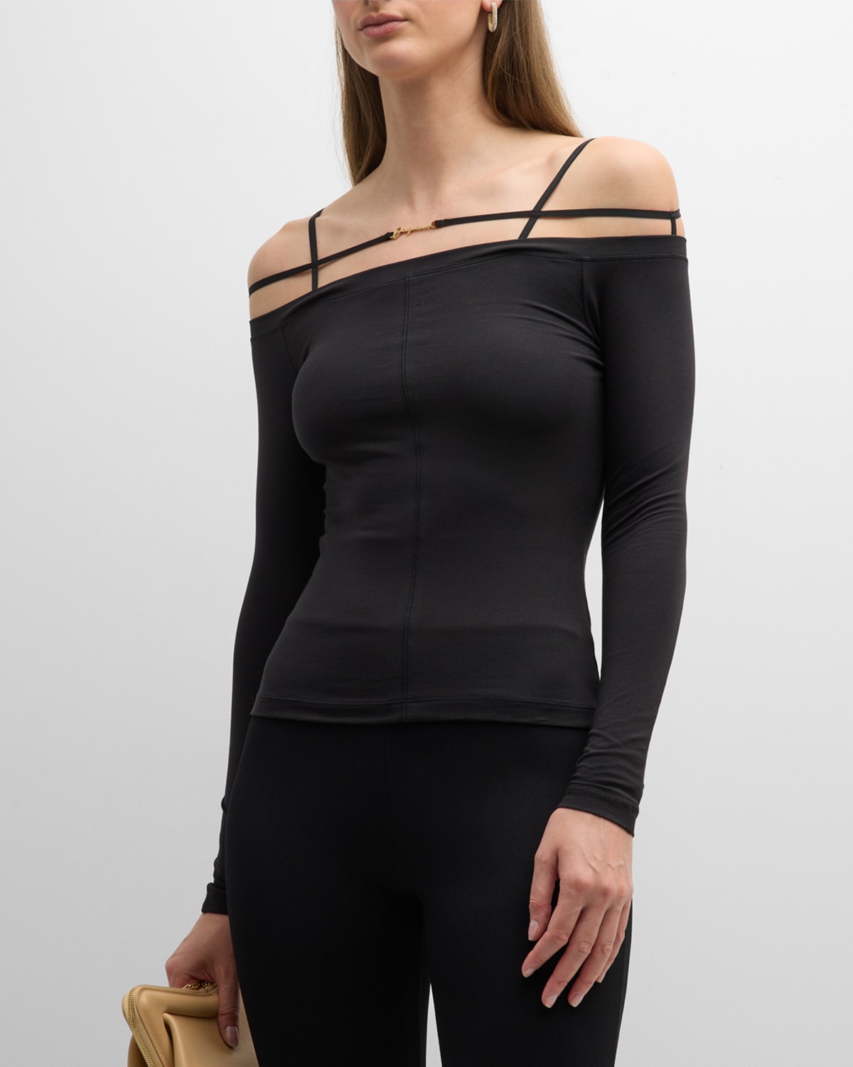 Jacquemus Sierra Off-the-shoulder Lyocell-blend Jersey Top In