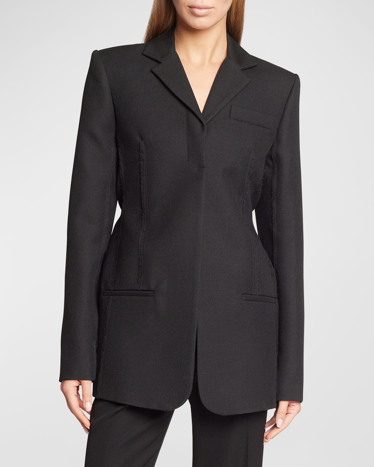Jacquemus Caraco Raw-seam Single-breasted Blazer In Black