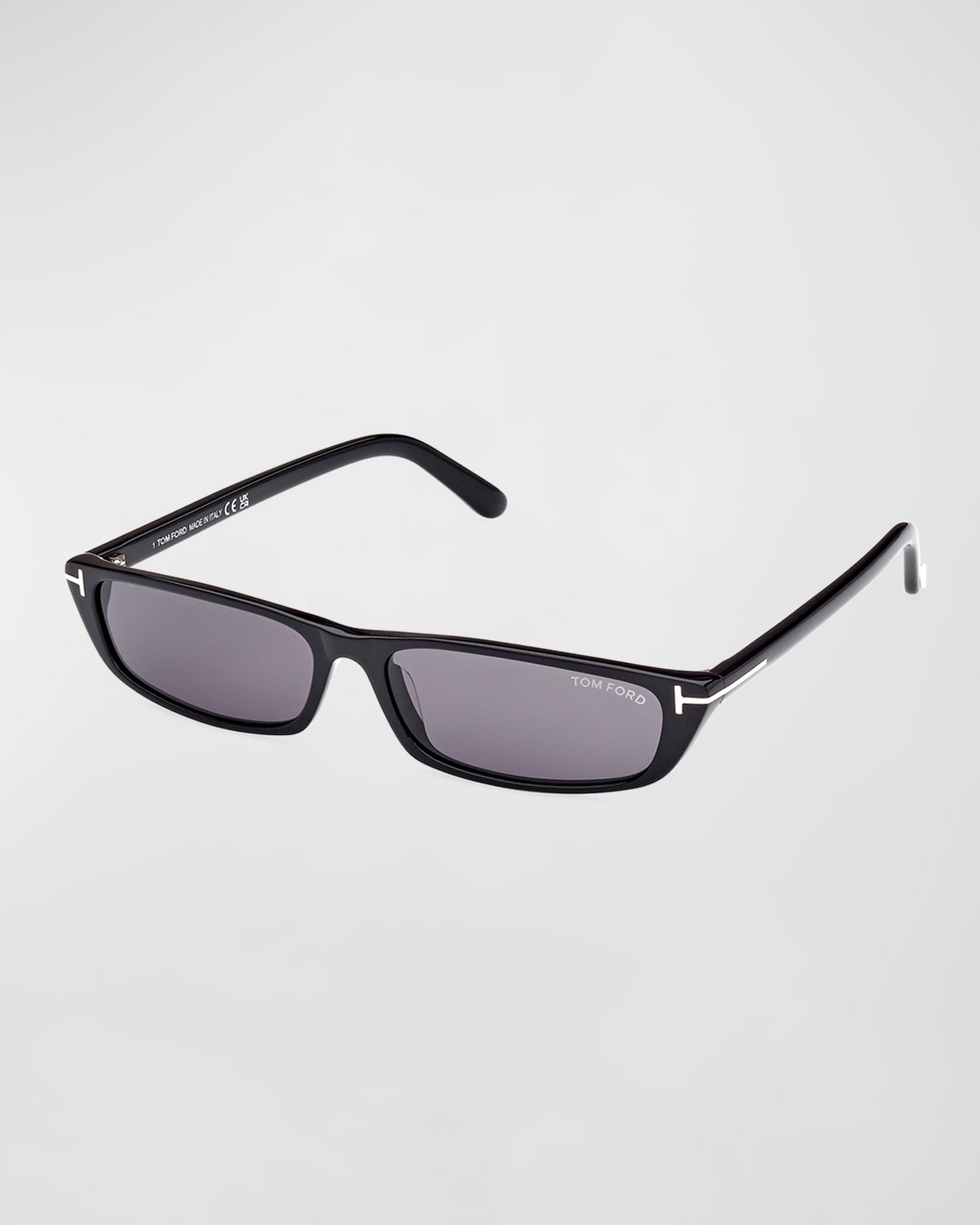 Shop Tom Ford Men's Alejandro T-hinge Acetate Rectangle Sunglasses In Black