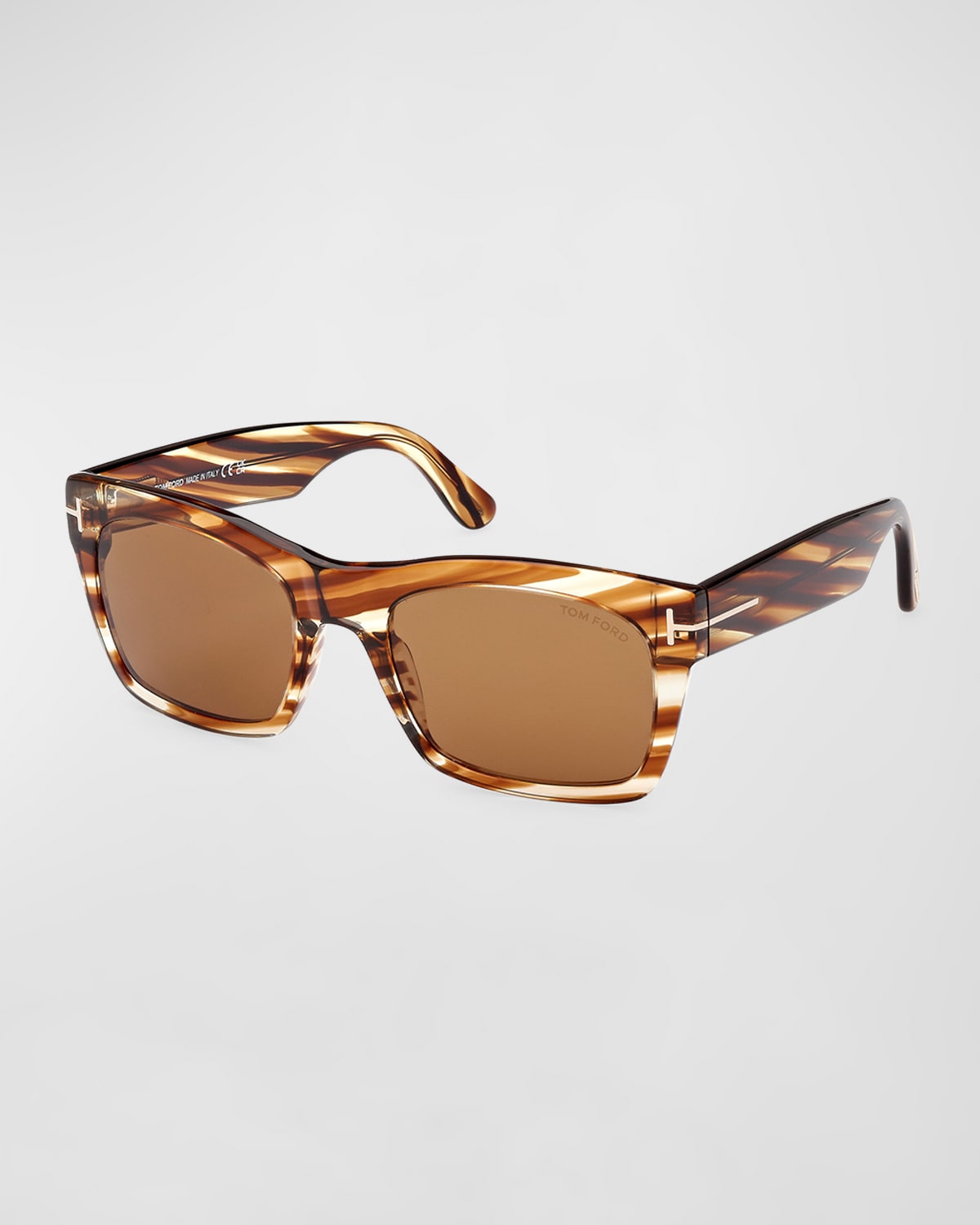 Tom Ford Men's Nico-02 T-hinge Acetate Square Sunglasses In Brown