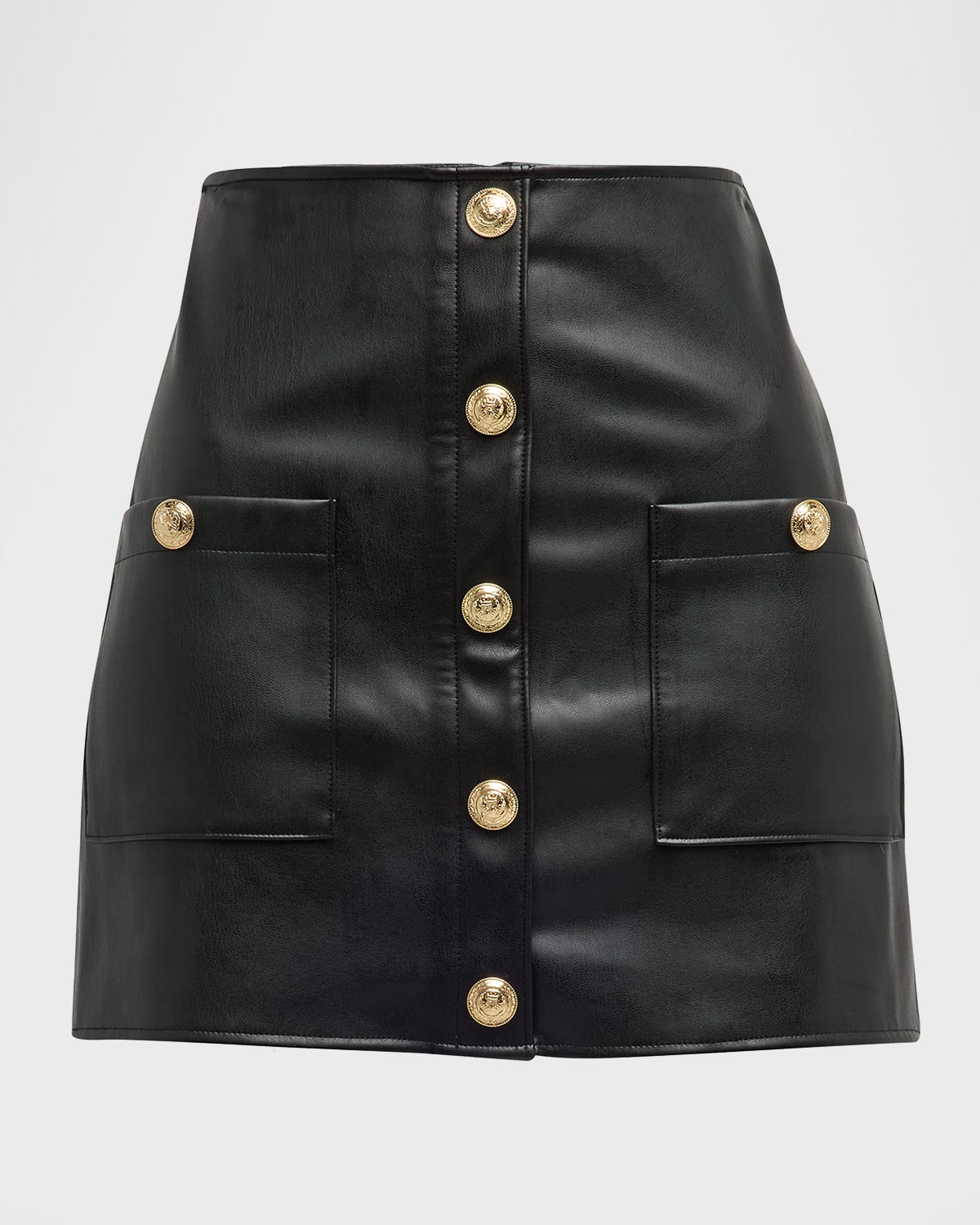 Shop L Agence Truman Faux Leather Mini Skirt In Black