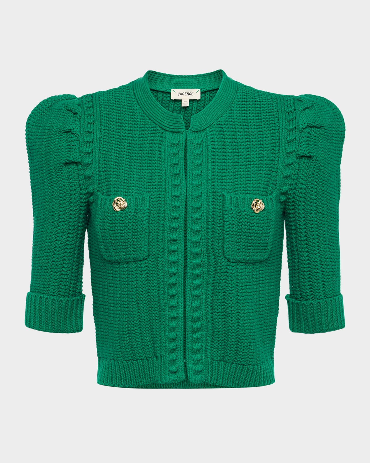 L Agence Delilah Cropped Textured Cardigan