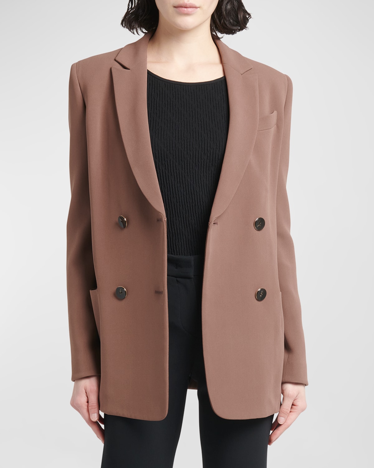 Giorgio Armani Cady Double-breasted Blazer In Light Brown