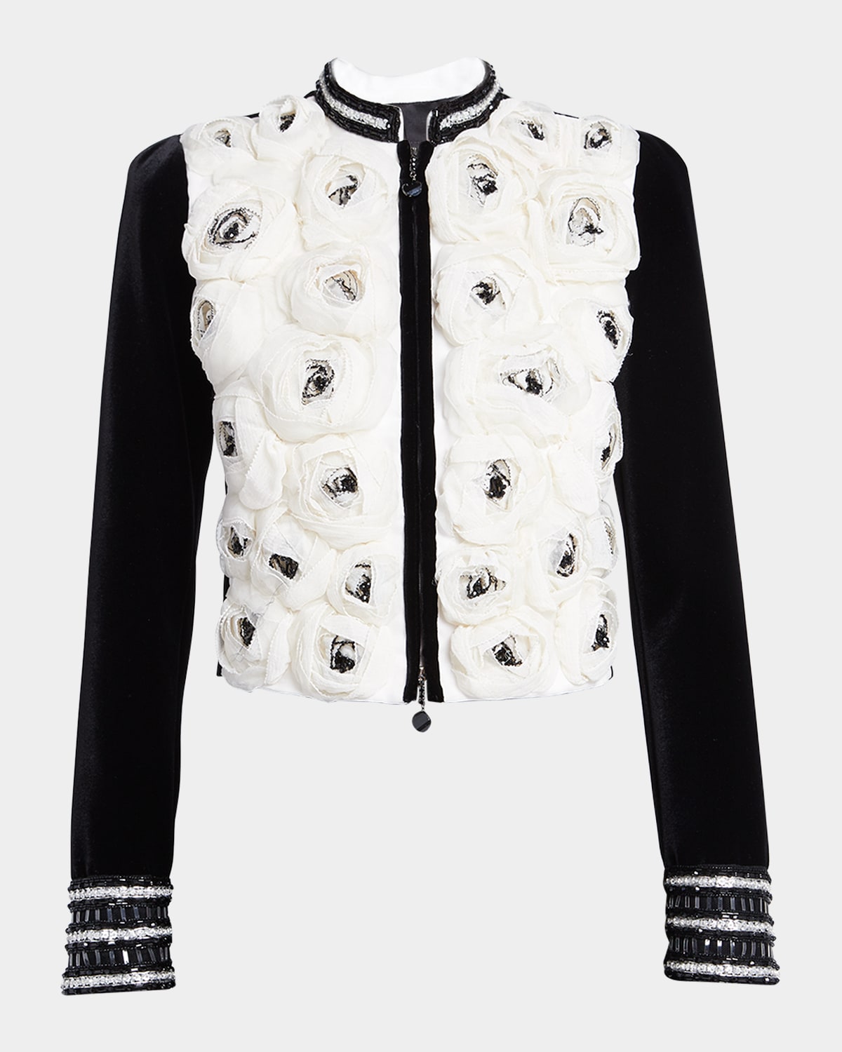 Shop Giorgio Armani Silk Rose-embroidered Velvet Jacket In Multi