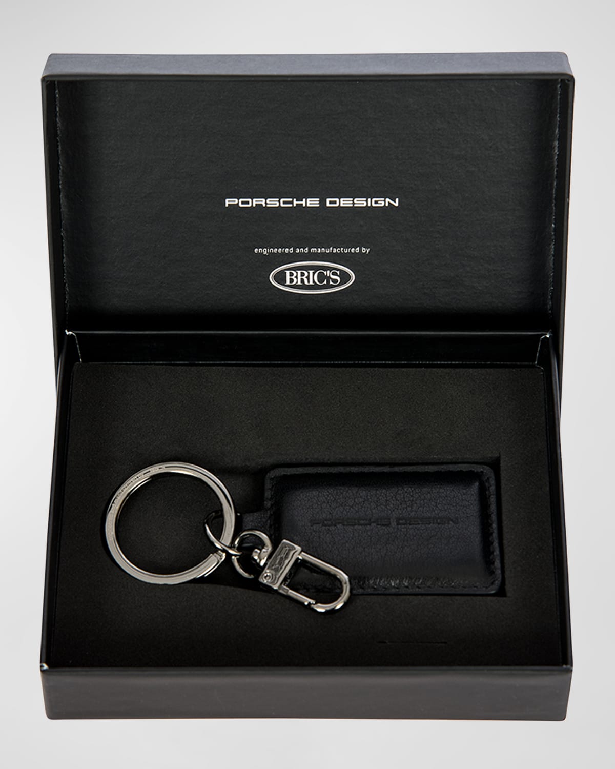 Shop Porsche Design Men's Pd Leather Square Keyring In Black