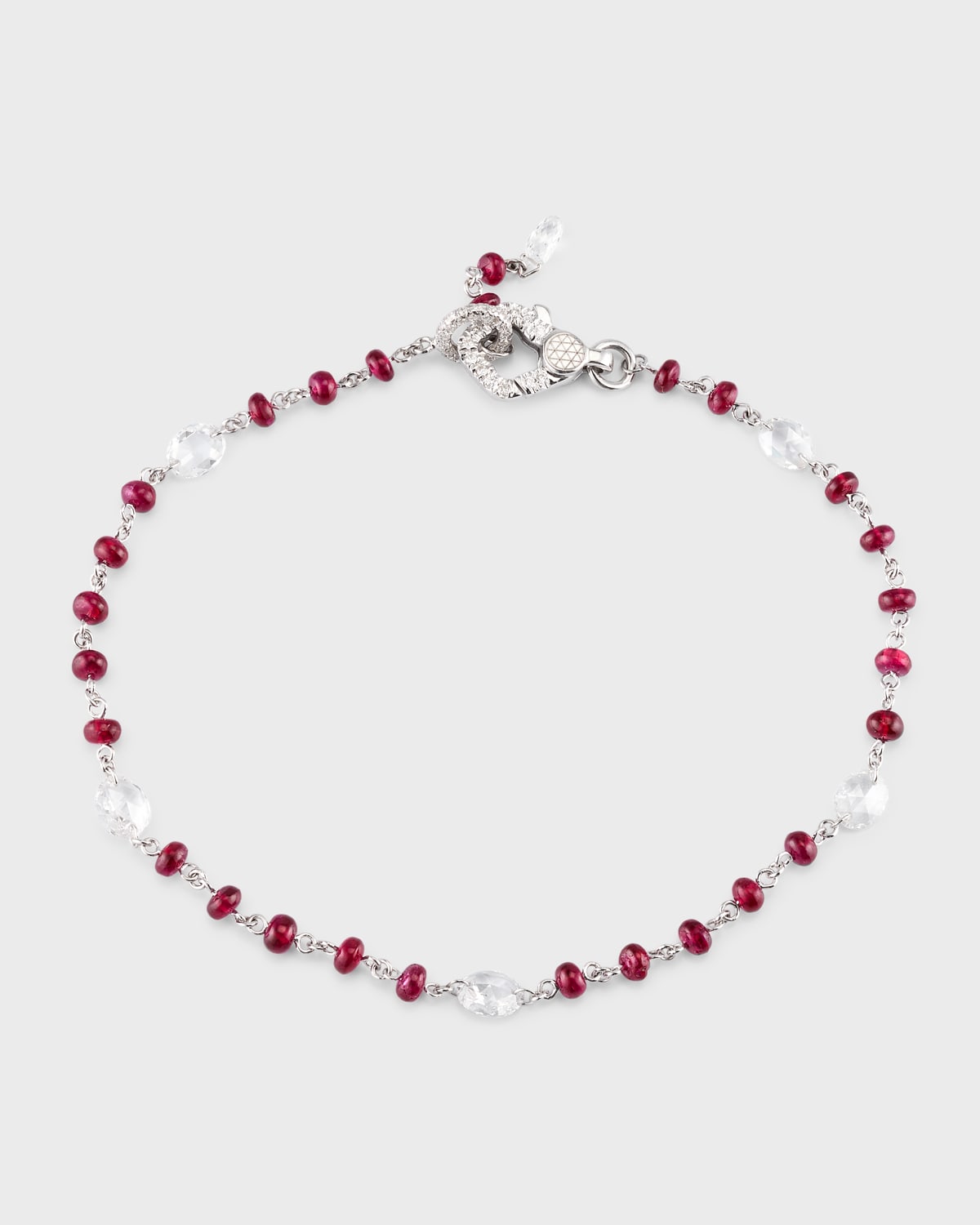 18K White Gold Ruby and Diamond Tennis Bracelet