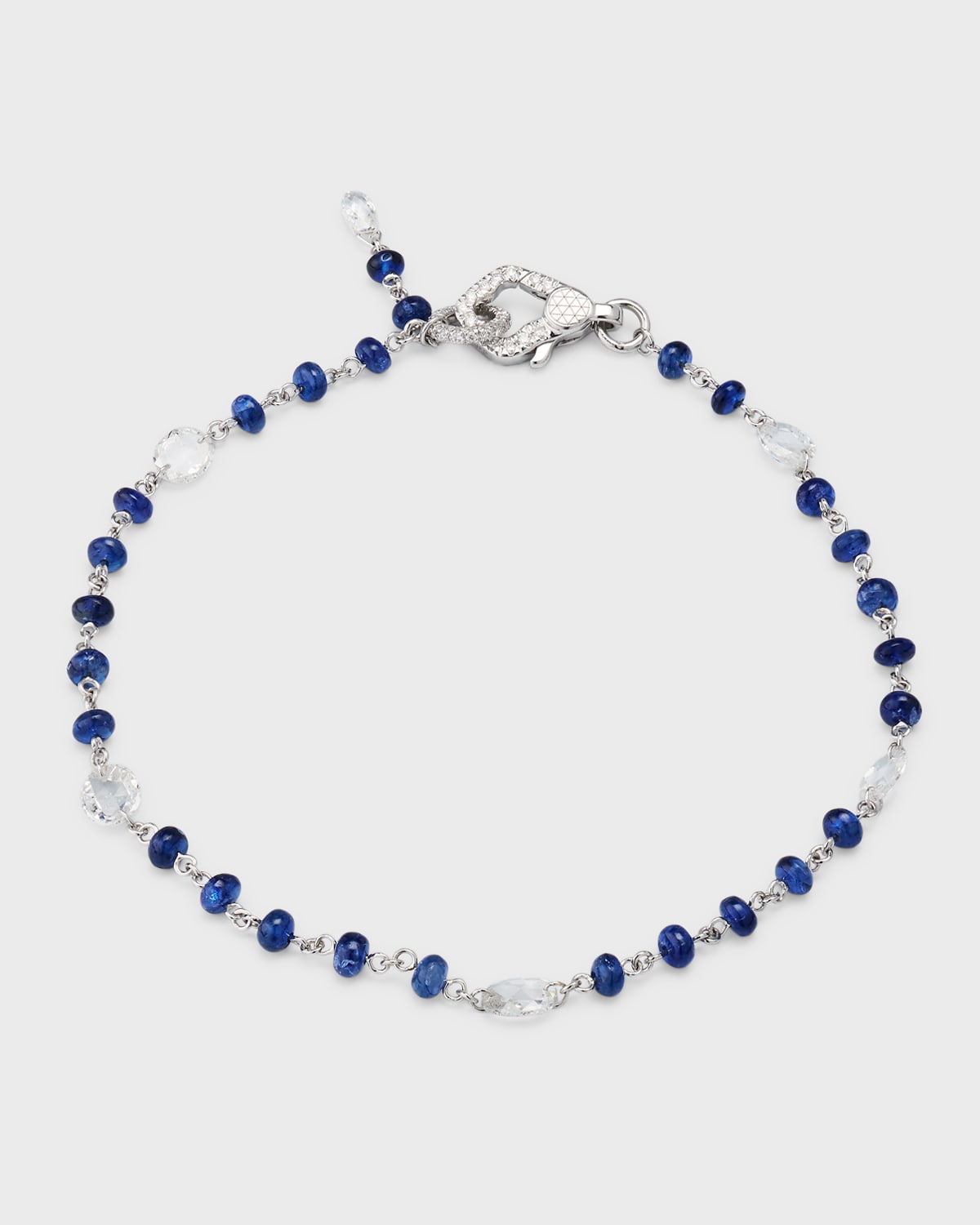 18K White Gold Diamond and Sapphire Tennis Bracelet