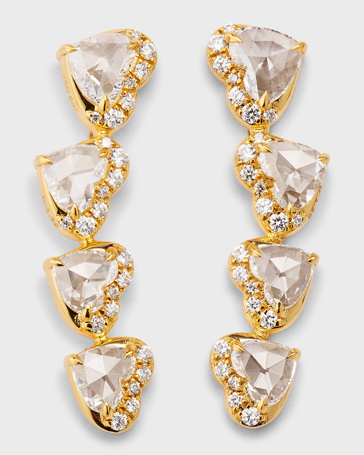 18K Yellow Gold 4-Heart Diamond Earring Crawlers
