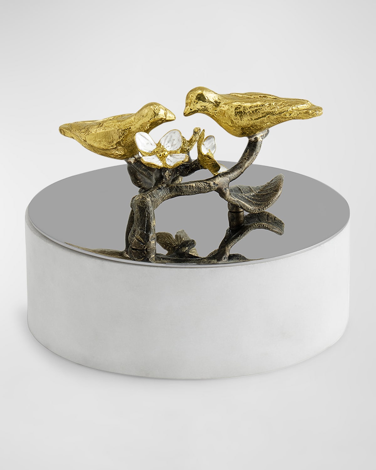 Michael Aram Lovebirds Trinket Box In Gold