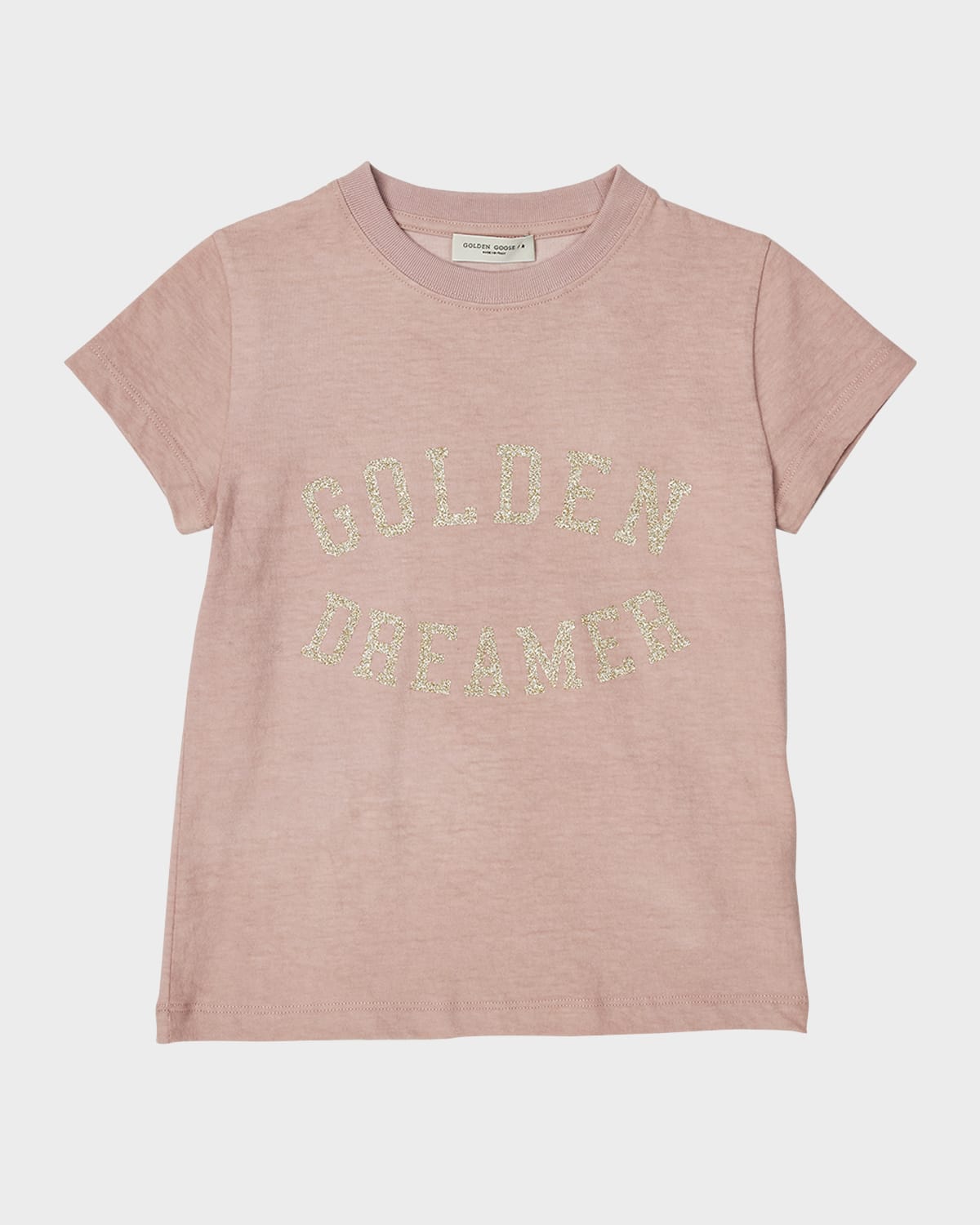 Golden Goose Kids' Girl's Journey Glittery Logo-print T-shirt In Shadow Gray 25235