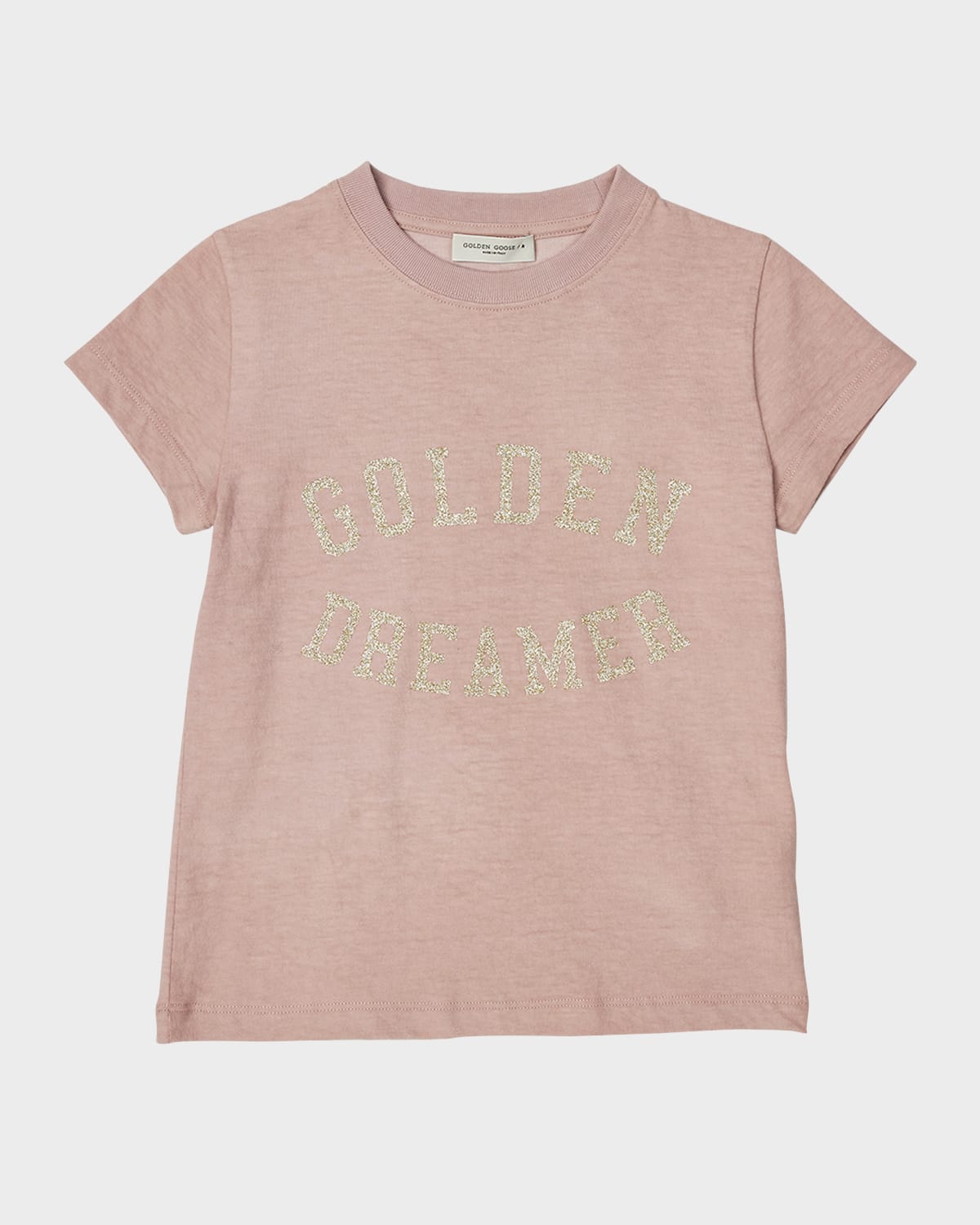 Golden Goose Kids' Girl's Journey Glittery Logo-print T-shirt In Shadow Grey 25235