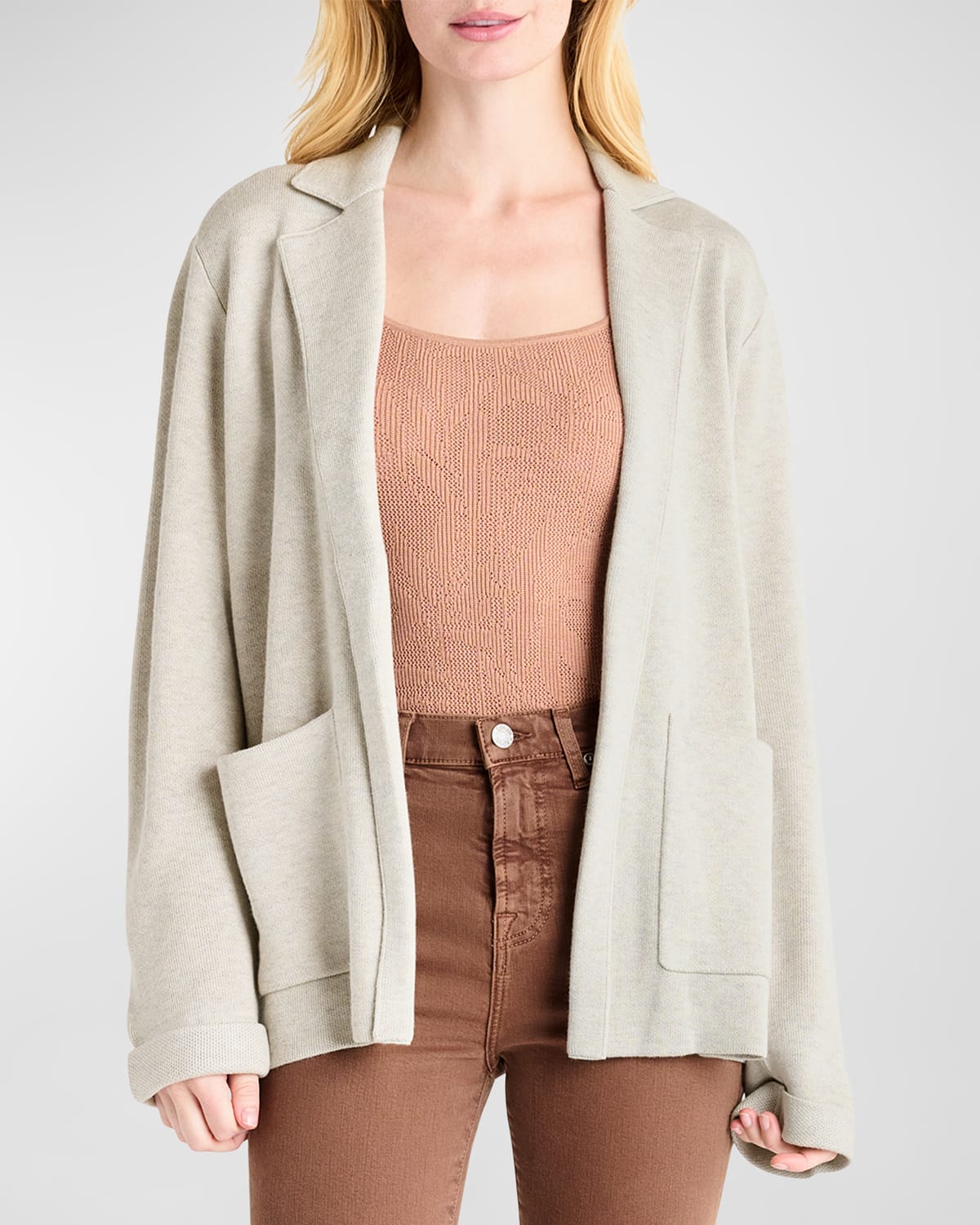 Splendid Estelle Open-front Knit Jacket In Oat Heather