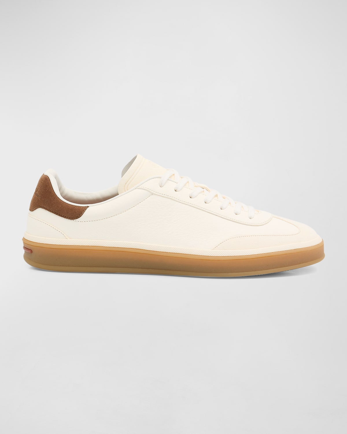 Shop Loro Piana Men's Tennis Walk Leather Low-top Sneakers In White