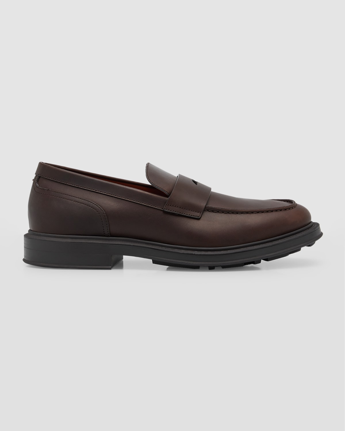 Shop Loro Piana Men's Travis Leather Penny Loafers In Very Dark Brown