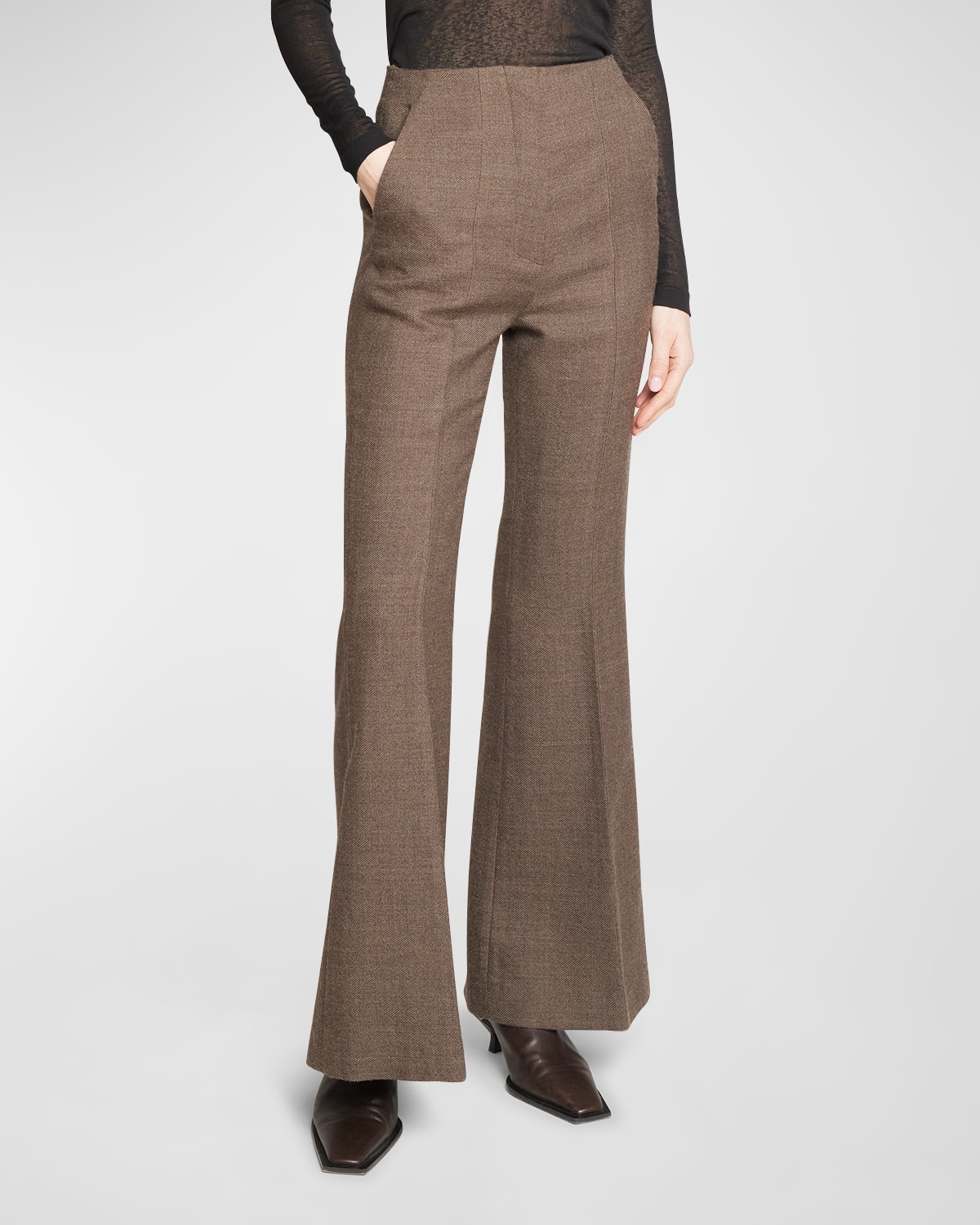 Nanushka Carillo Flared Wool Trousers In Walnut