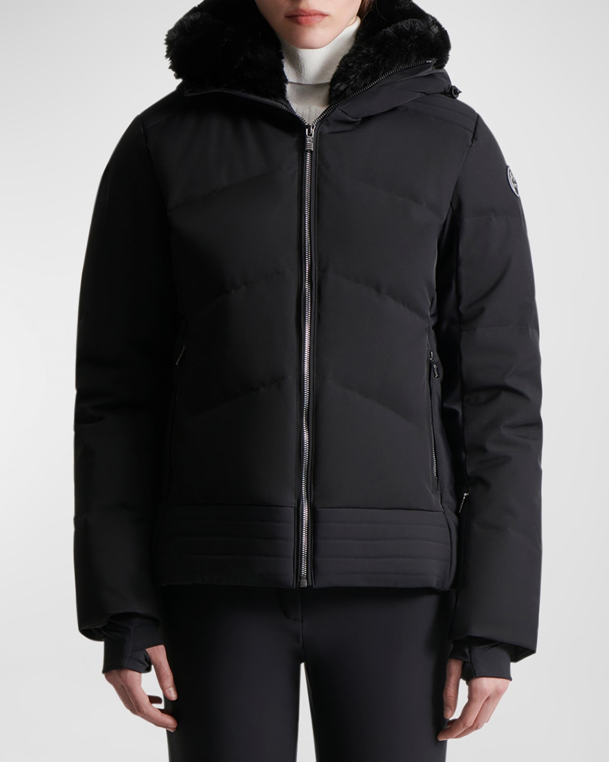 Shop Fusalp Avery Puffer Jacket With Faux Fur Lining In 01000 - Noir
