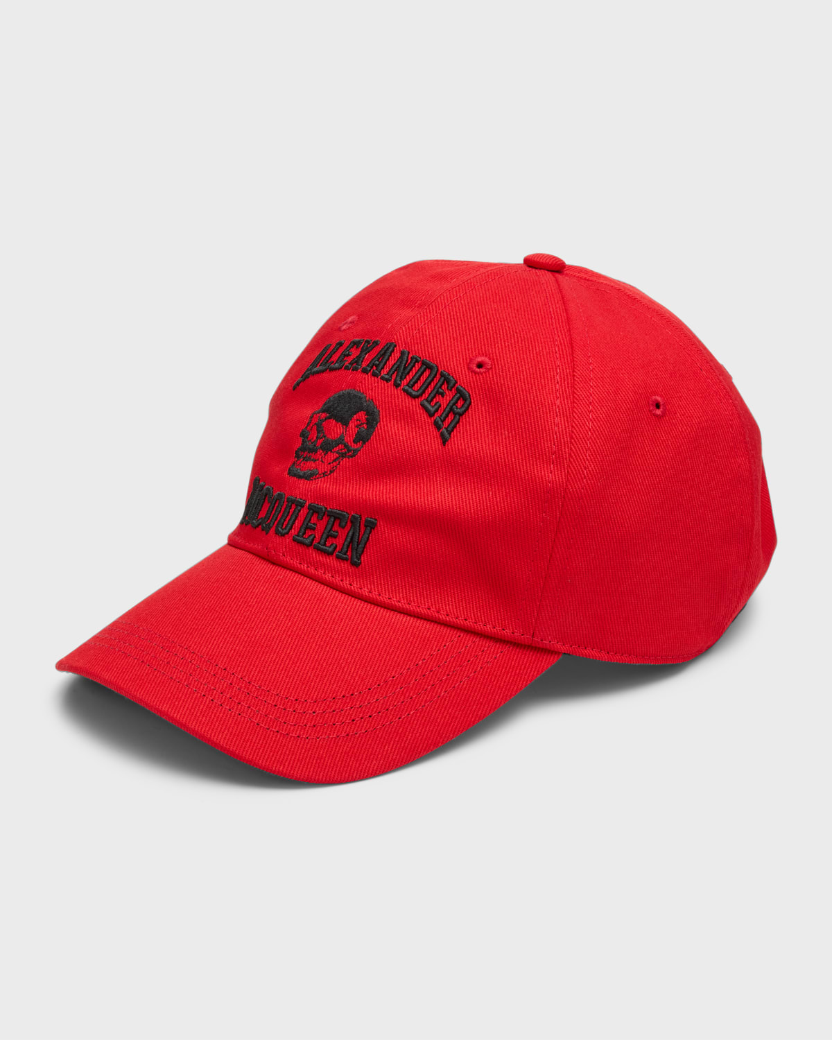 Alexander Mcqueen Men's Varsity Skull Baseball Hat In Red Black