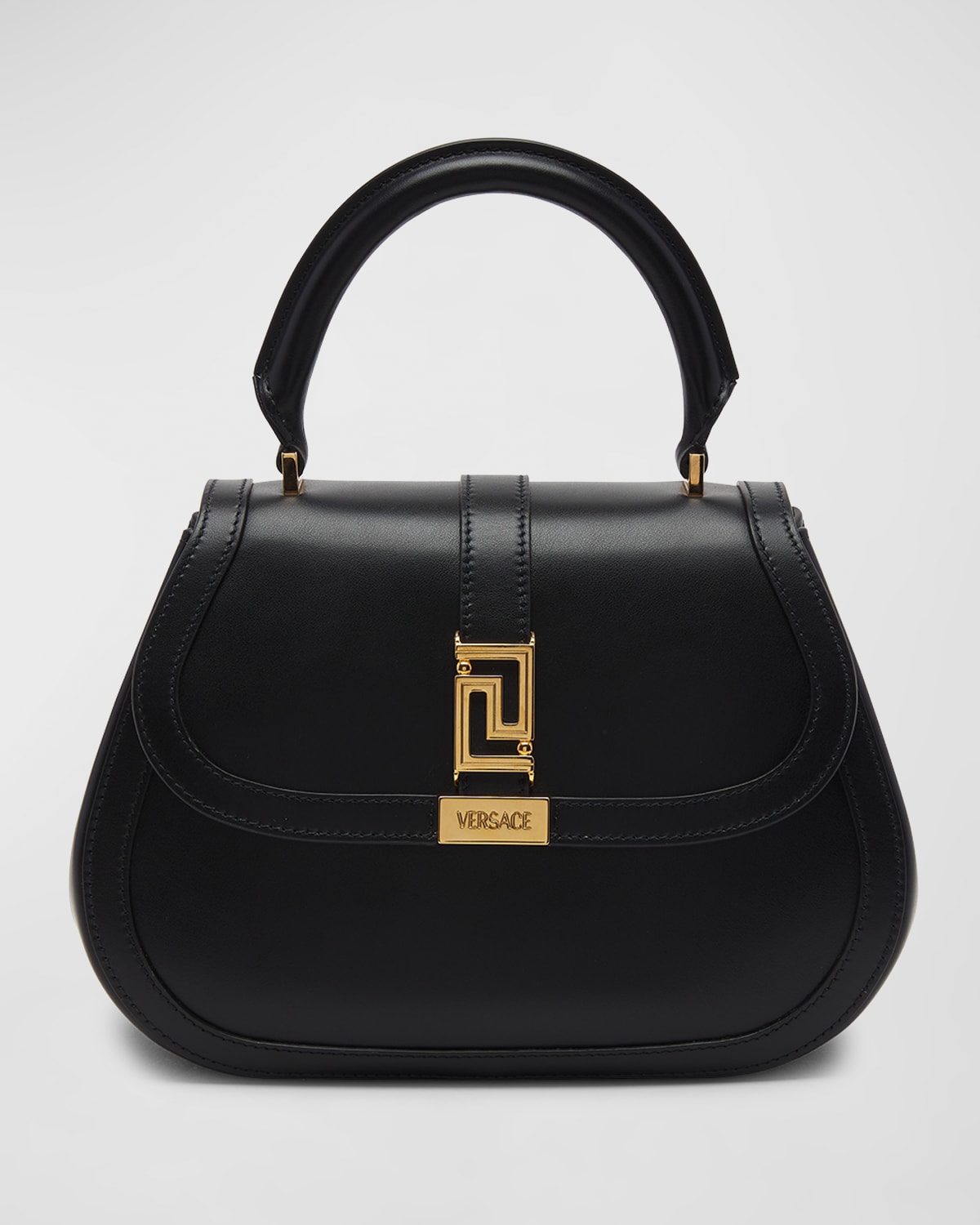 Greca Goddess Medium Leather Top-Handle Bag