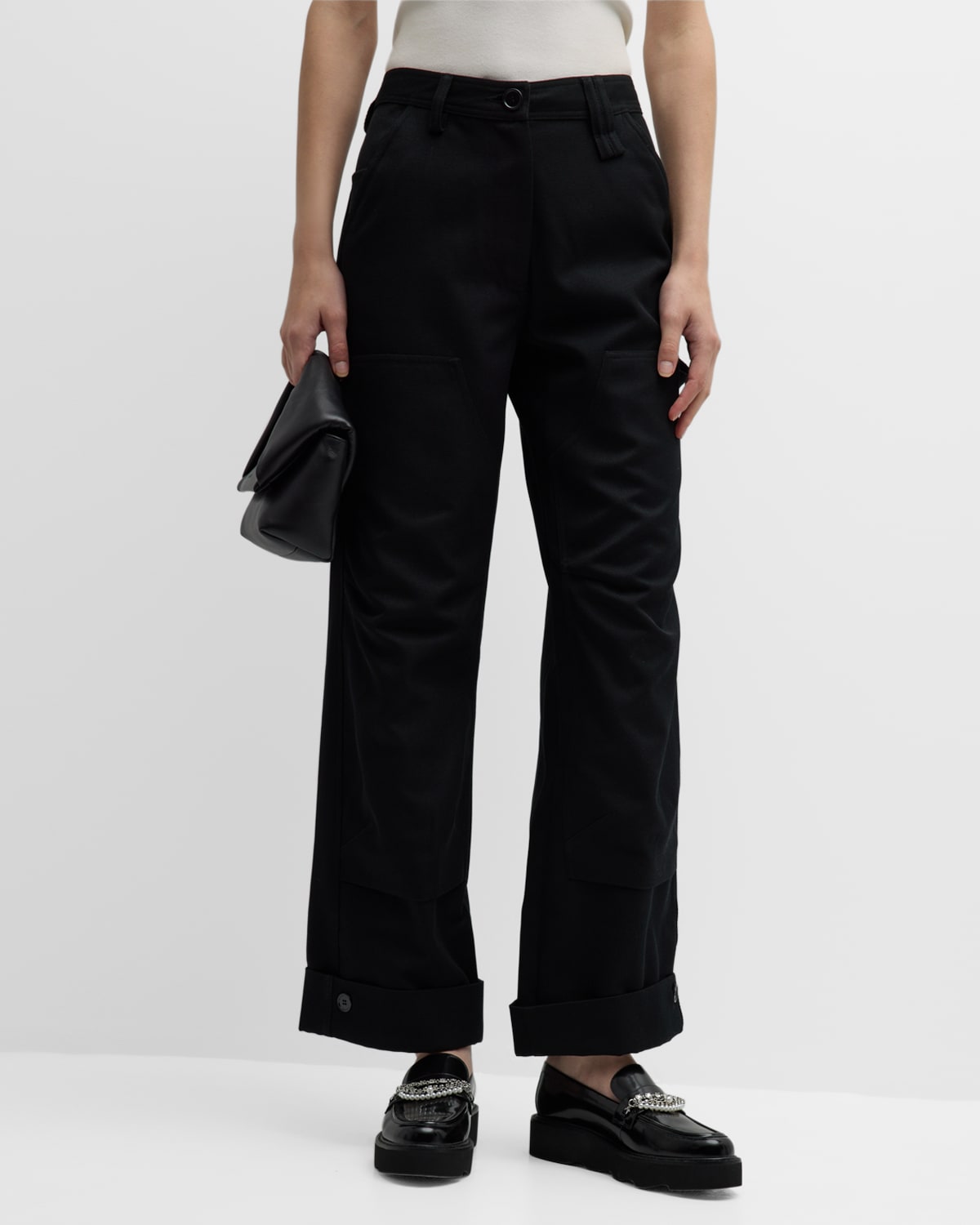 Simone Rocha Wool-twill Wide-leg Trousers In Black