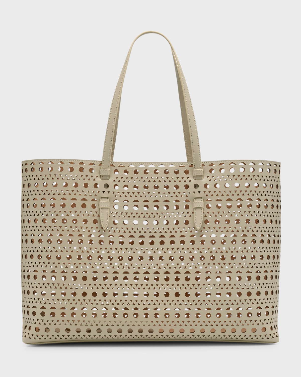 ALAÏA MINA 44 LASER-CUT LEATHER TOTE BAG