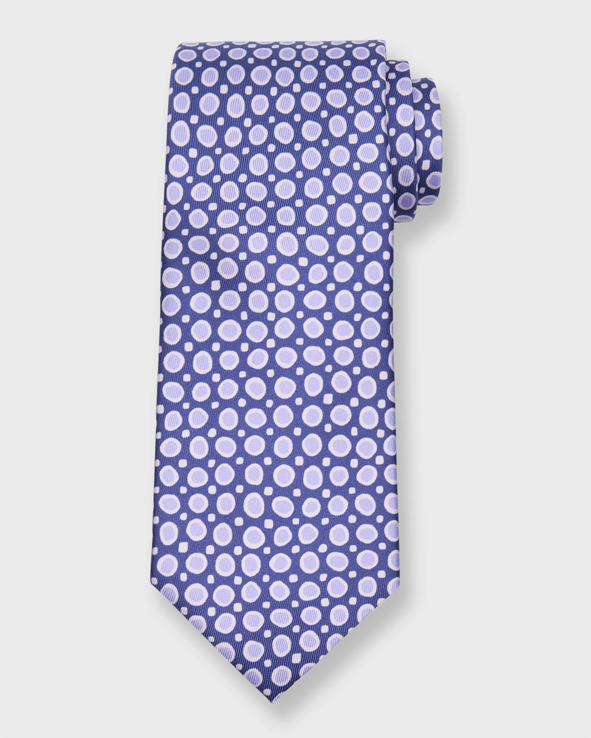 Charvet Men's Small Circle Printed Silk Tie In Navy/lt Blue