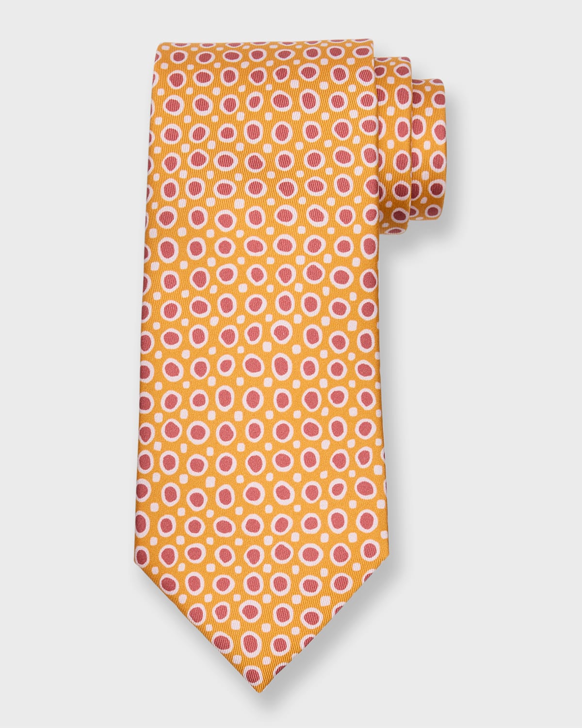 Charvet Men's Small Circle Printed Silk Tie In Orangepink
