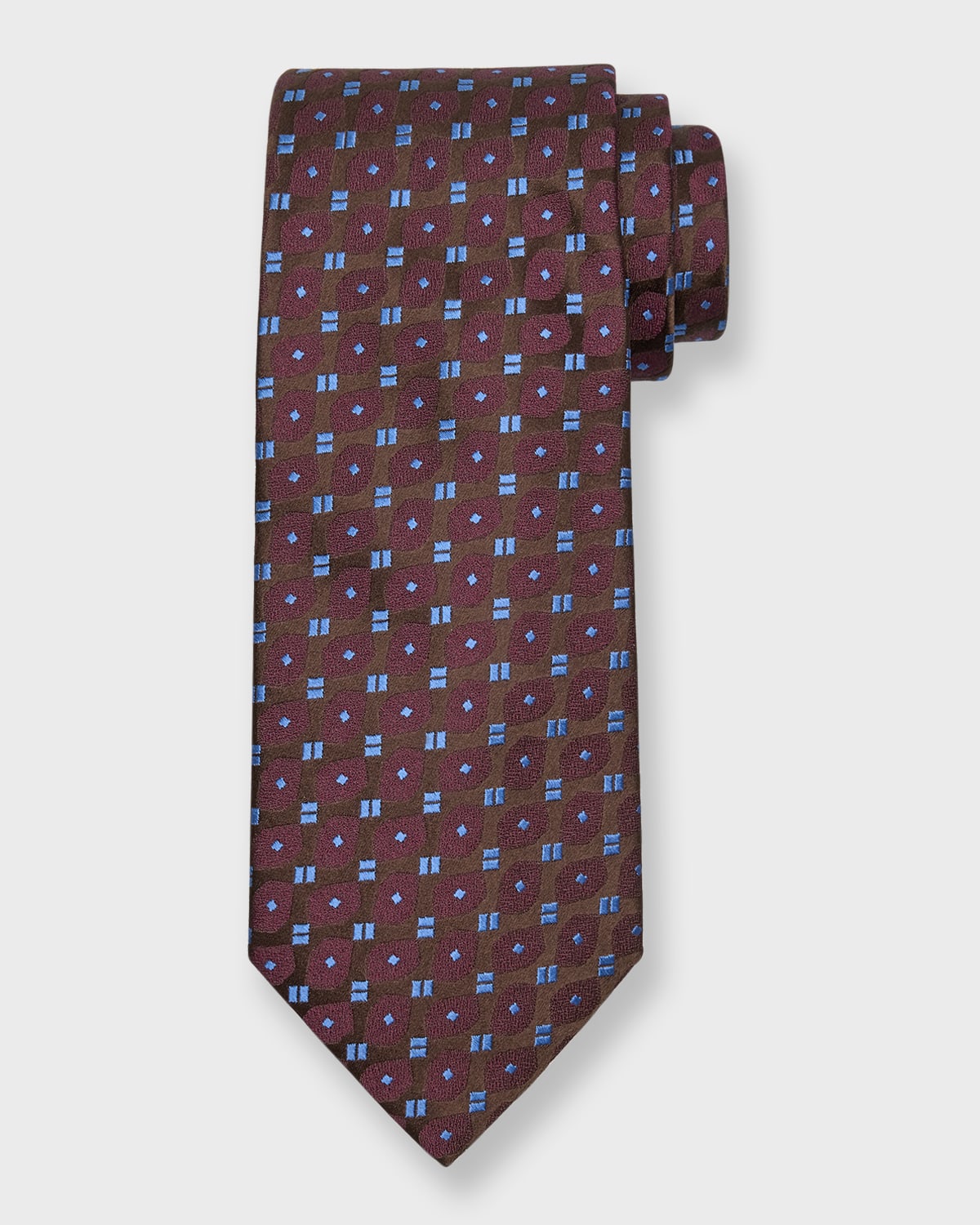 Charvet Men's Woven Geometric Silk Tie In Brown