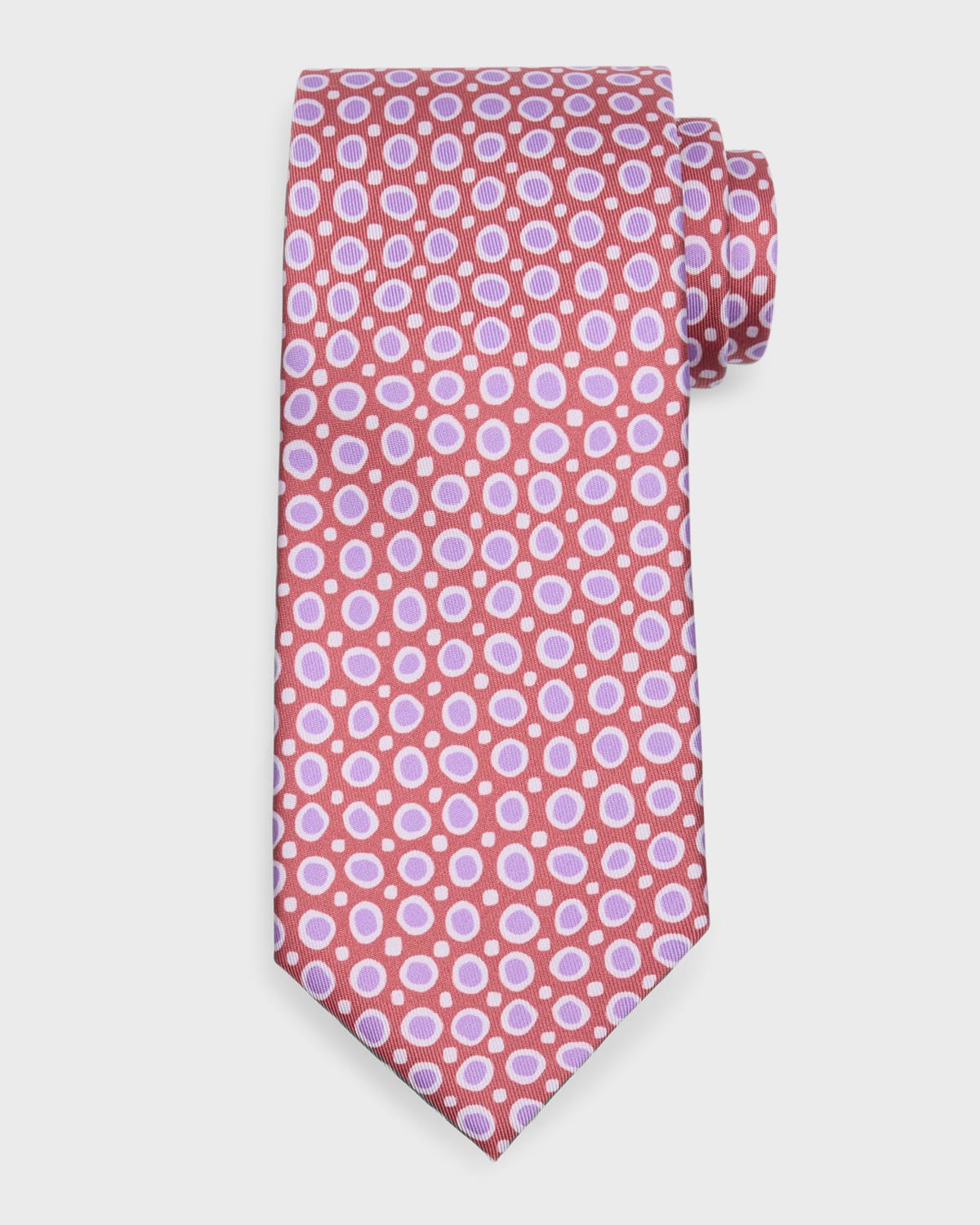Charvet Men's Small Circle Printed Silk Tie In Pink/purple