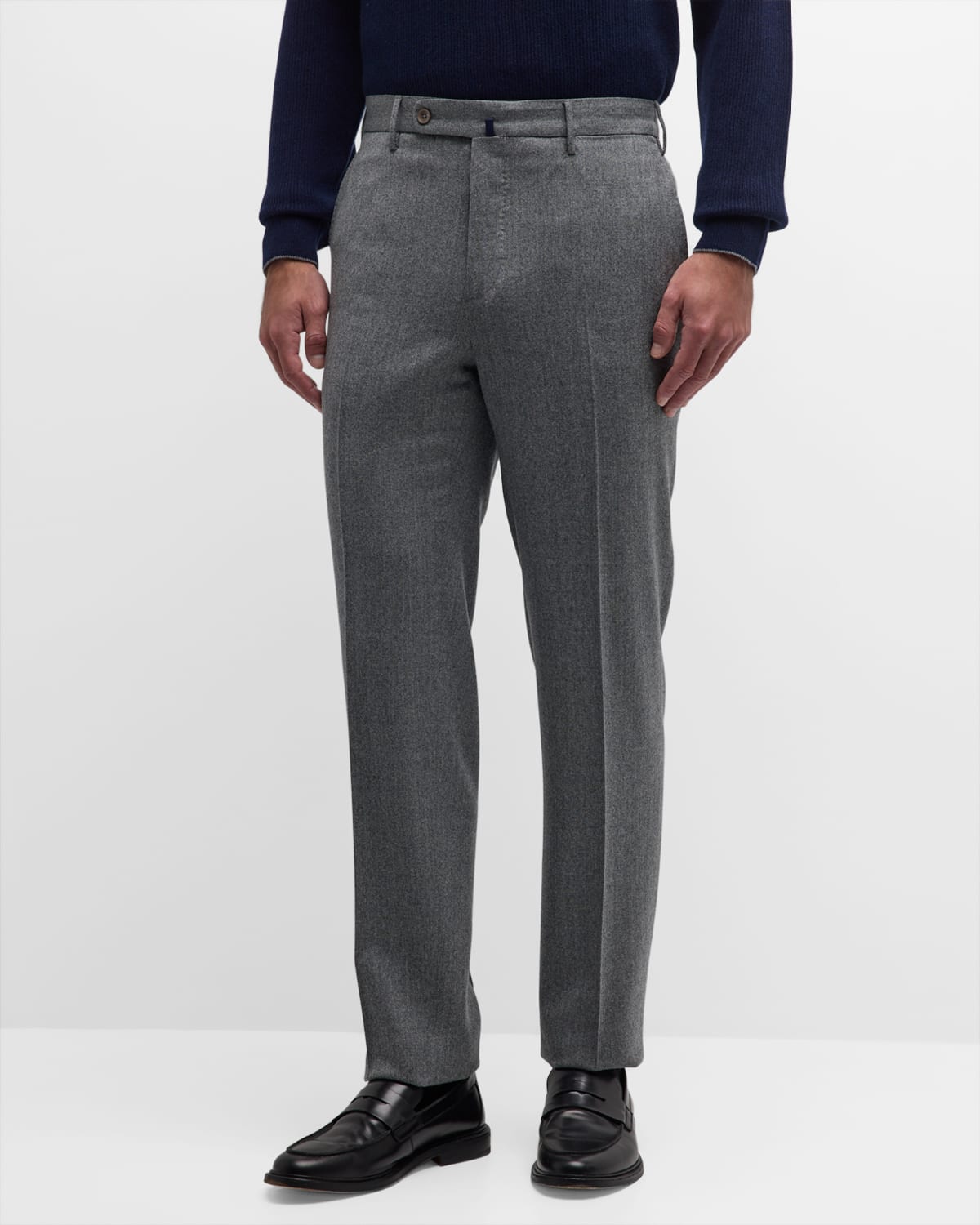 Incotex Men's Smart Flannel Wool Comfort Pants In 910grigio Medio