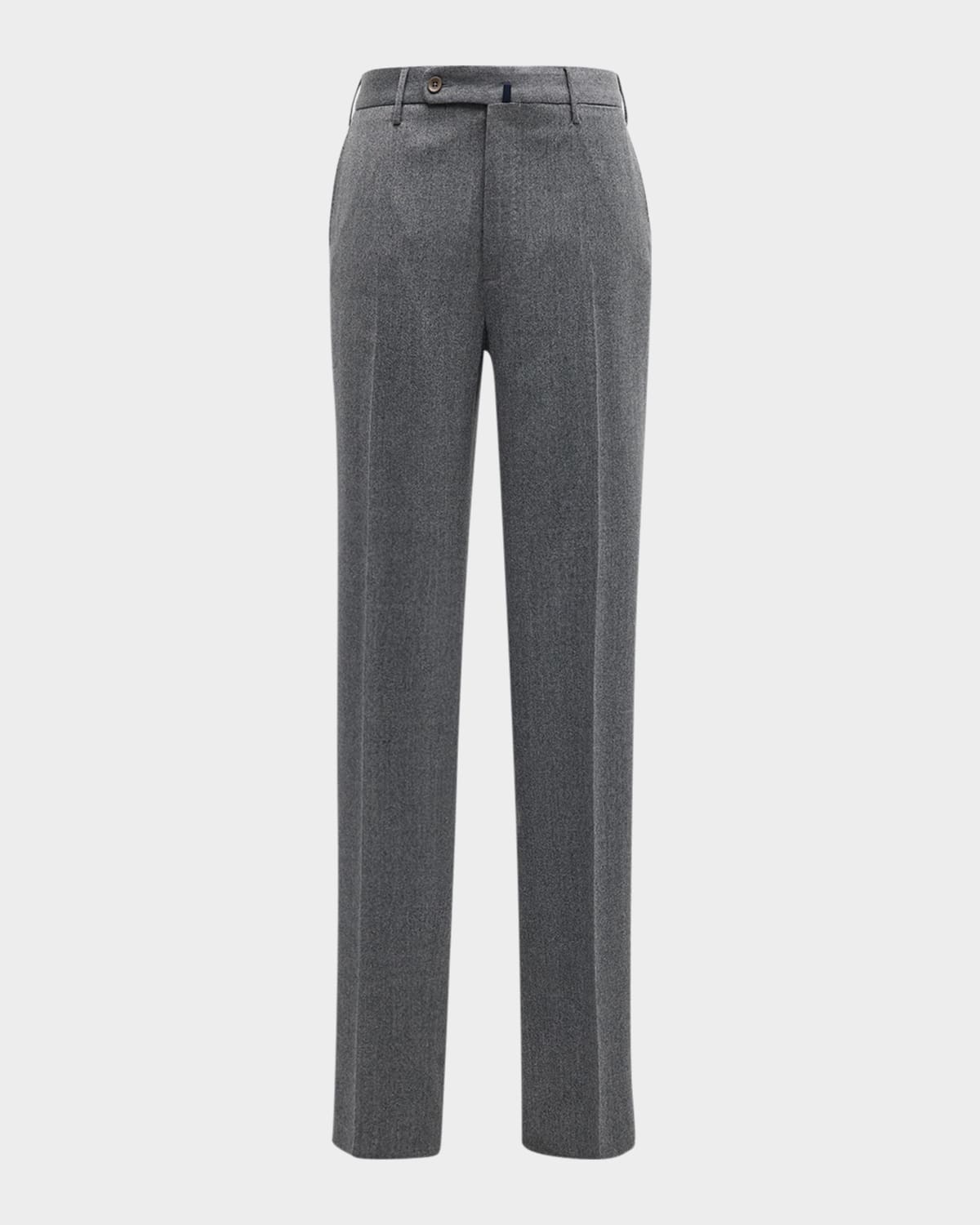 Incotex Men's Smart Flannel Wool Comfort Pants In 910grigio Medio