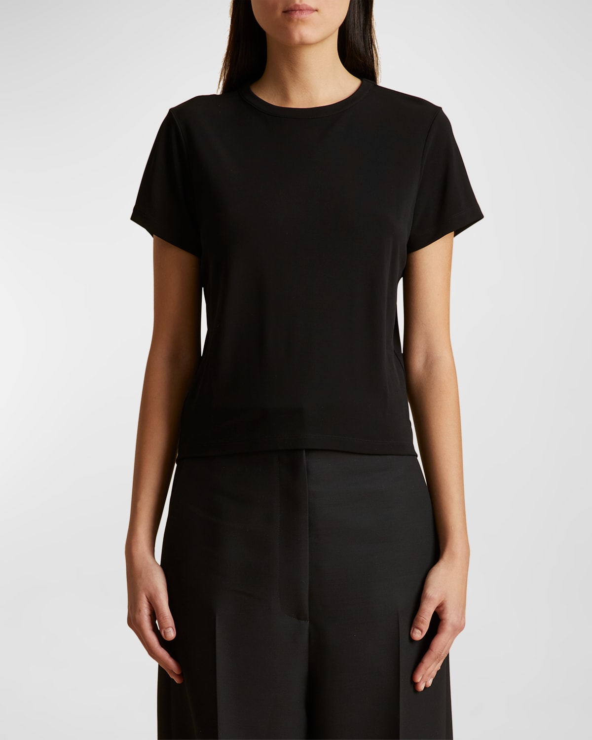 Shop Khaite Emmylou Short-sleeve Cotton T-shirt In Black