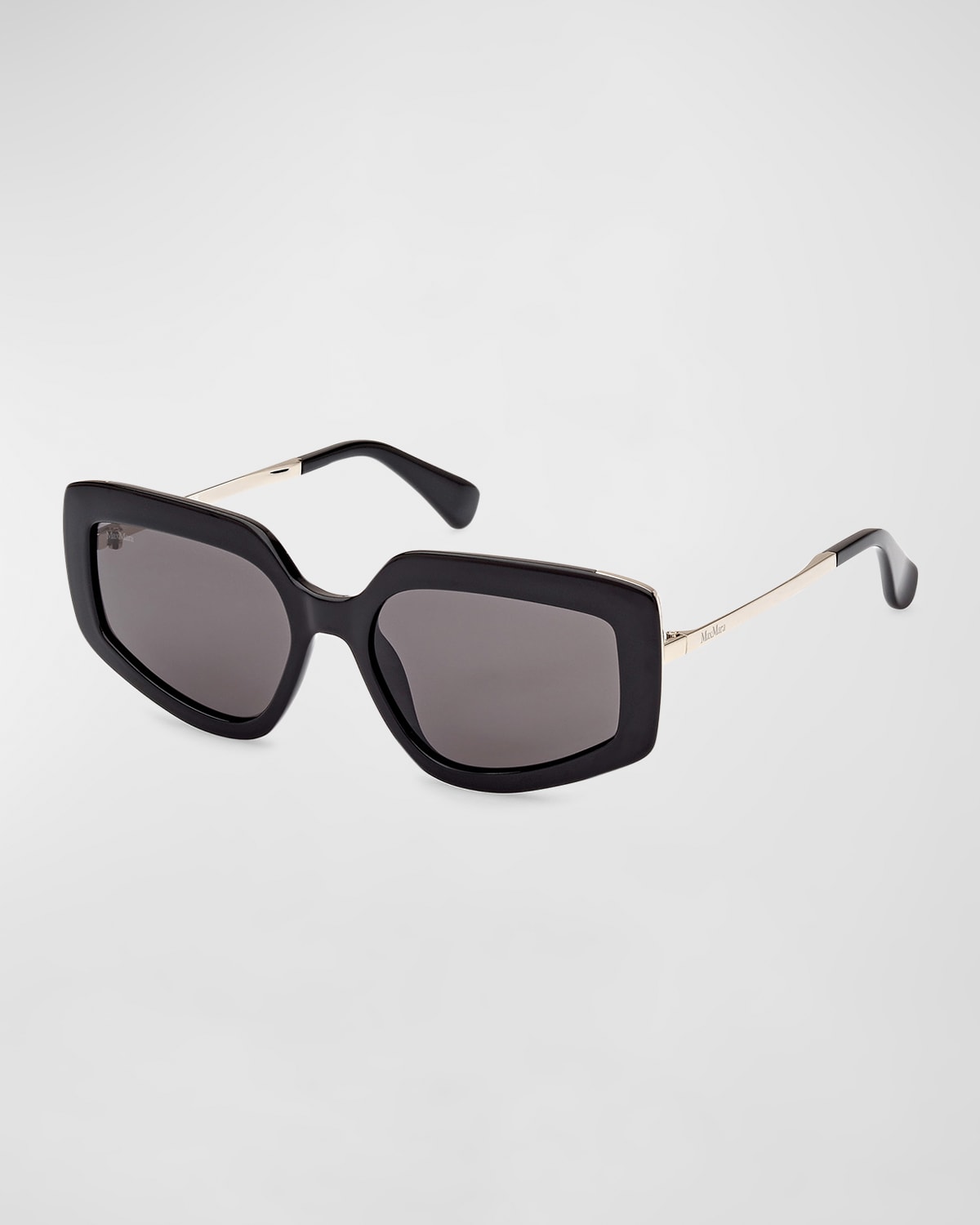Max Mara Design 7 Mixed-media Cat-eye Sunglasses In Shiny Black Shiny