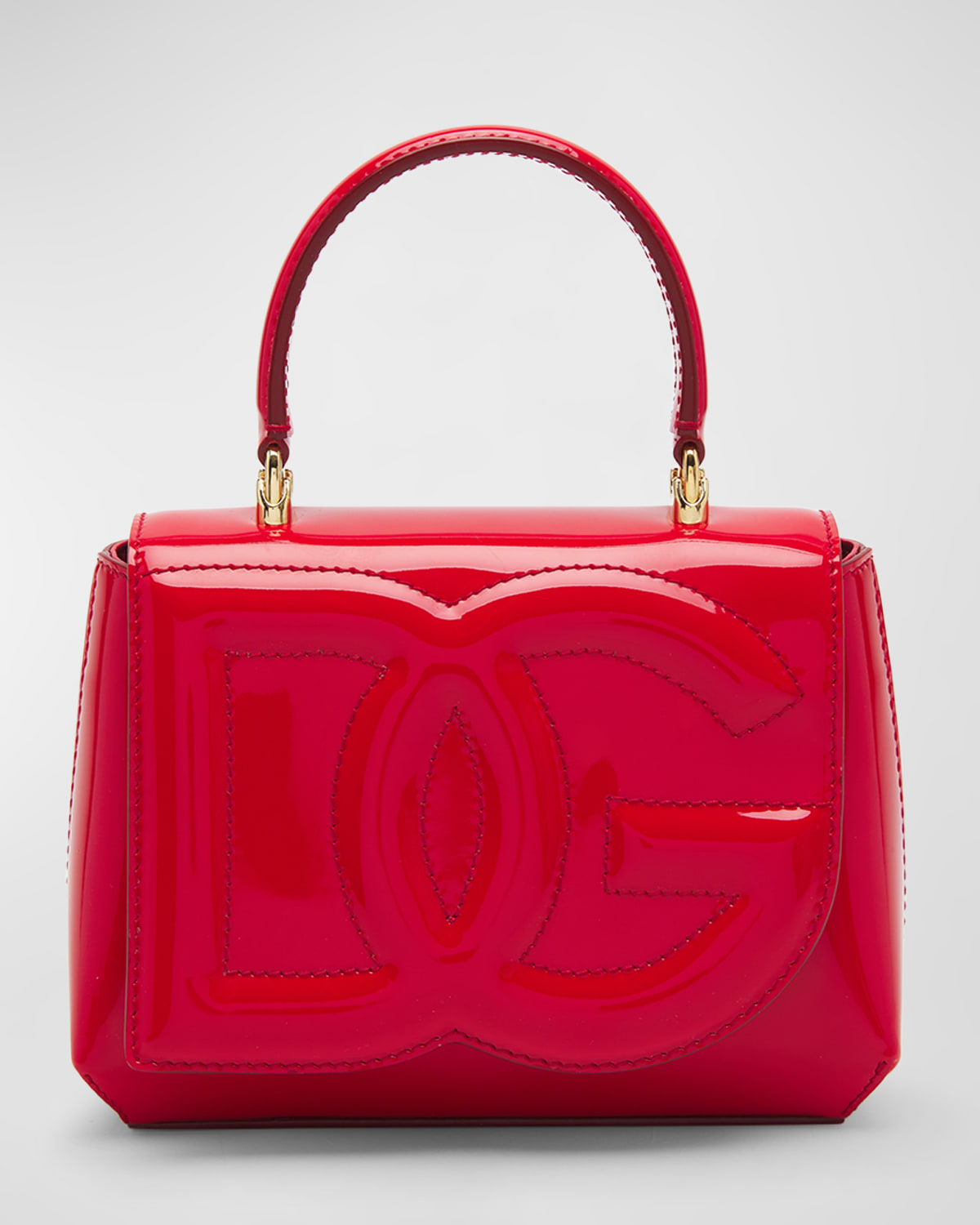 Dolce & Gabbana Dg Logo Patent Leather Shoulder Bag In Red