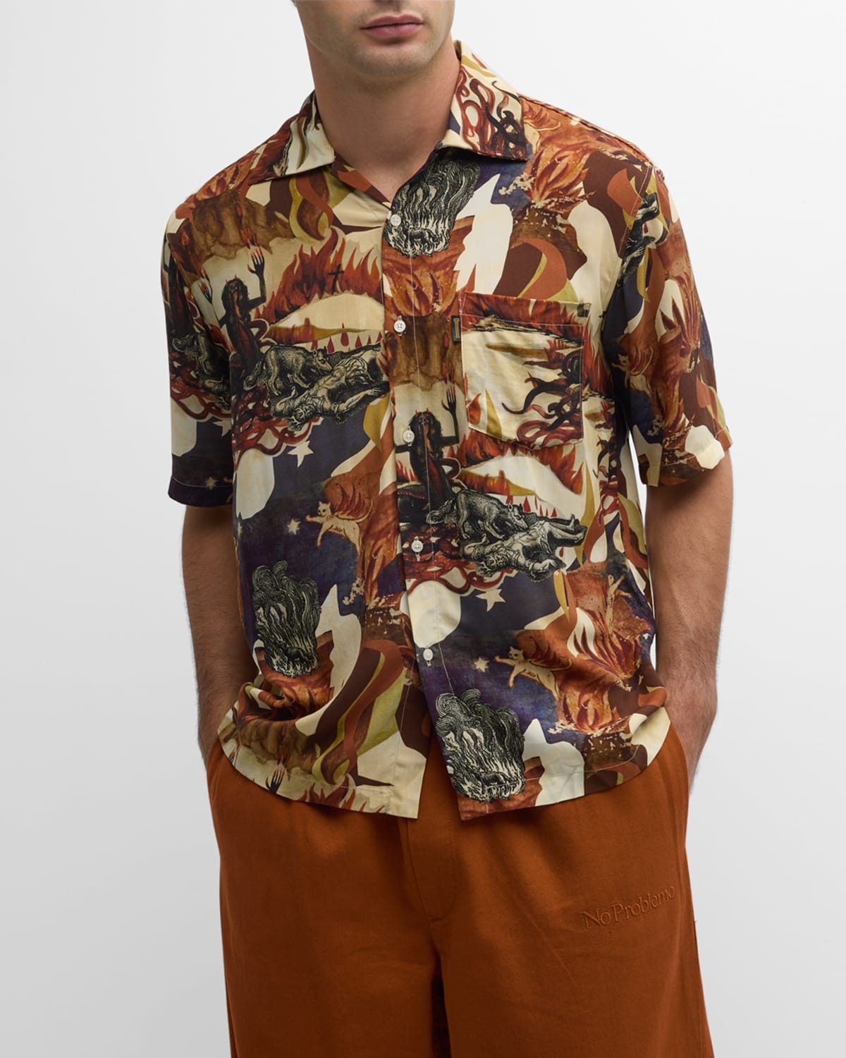 Shop Aries Men's Monster Hawaiian Shirt In Multi