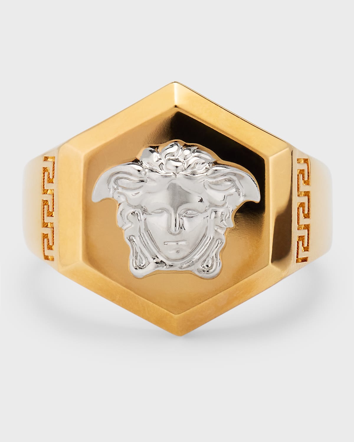 Versace Men's Nuts And Bolts Two-tone Medusa Ring In Gold