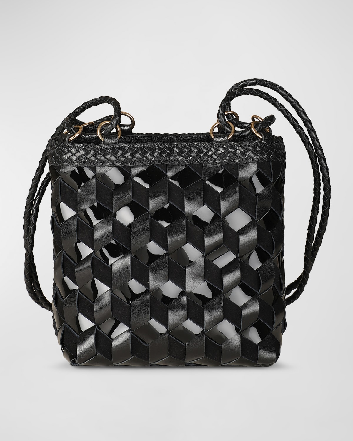 Annick Woven Leather Bucket Crossbody Bag