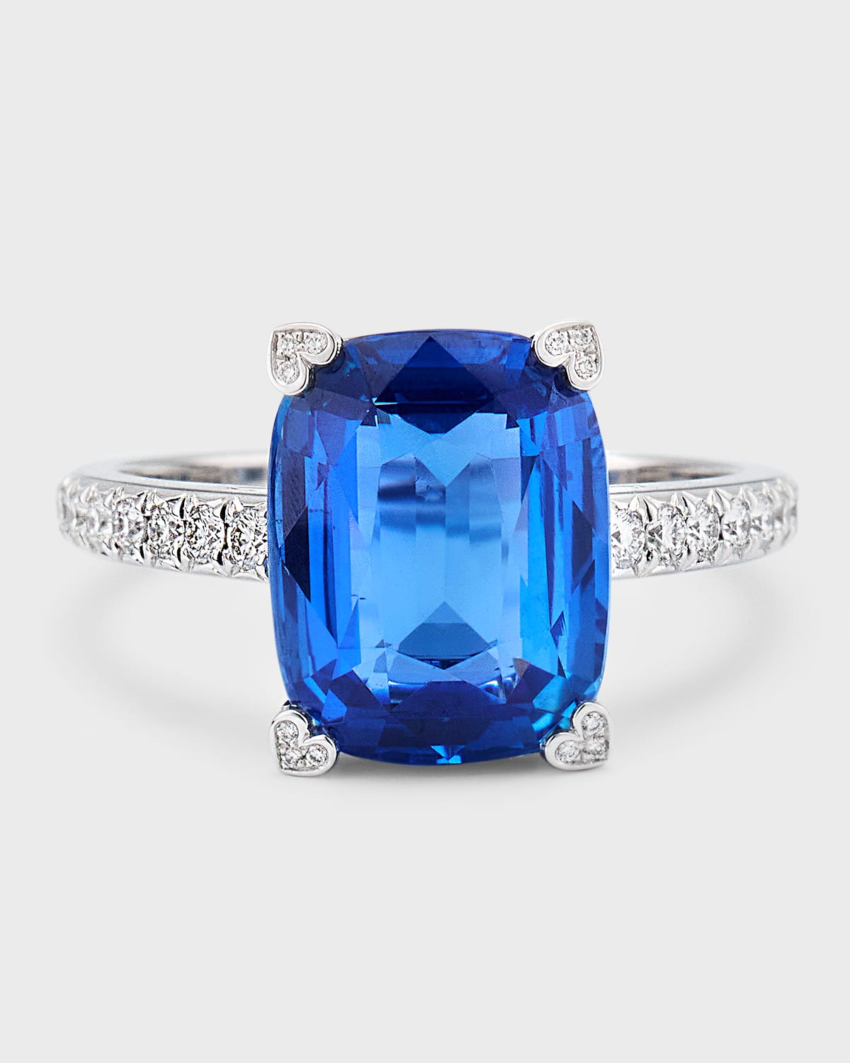 High Jewelry 18K White Gold One-of-a-Kind Blue Sapphire Solitaire Ring, EU 53 / US 6.25