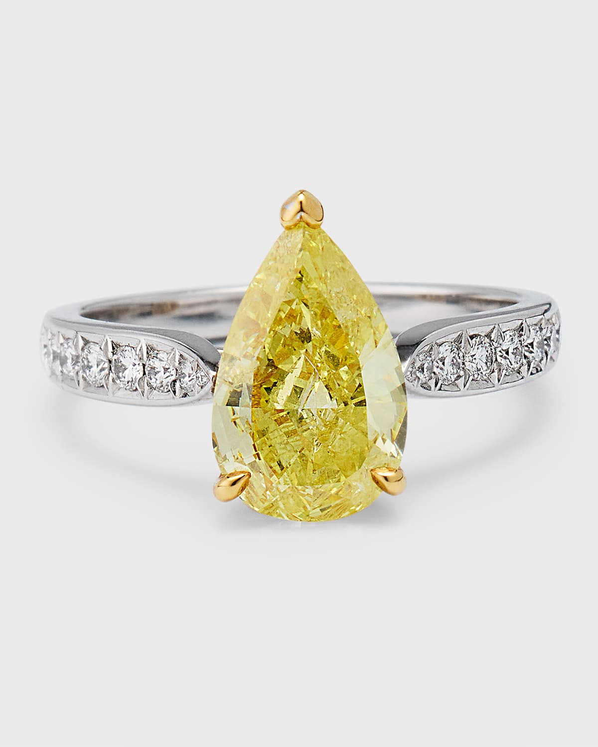 High Jewelry 18K White Gold One-of-a-Kind Yellow Diamond Solitaire Ring, EU 53 / US 6.25