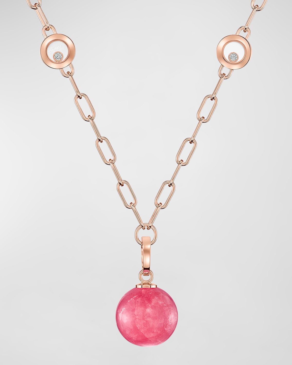 Chopard Happy Diamonds Planet 18K Rose Gold Rhodochrosite Necklace