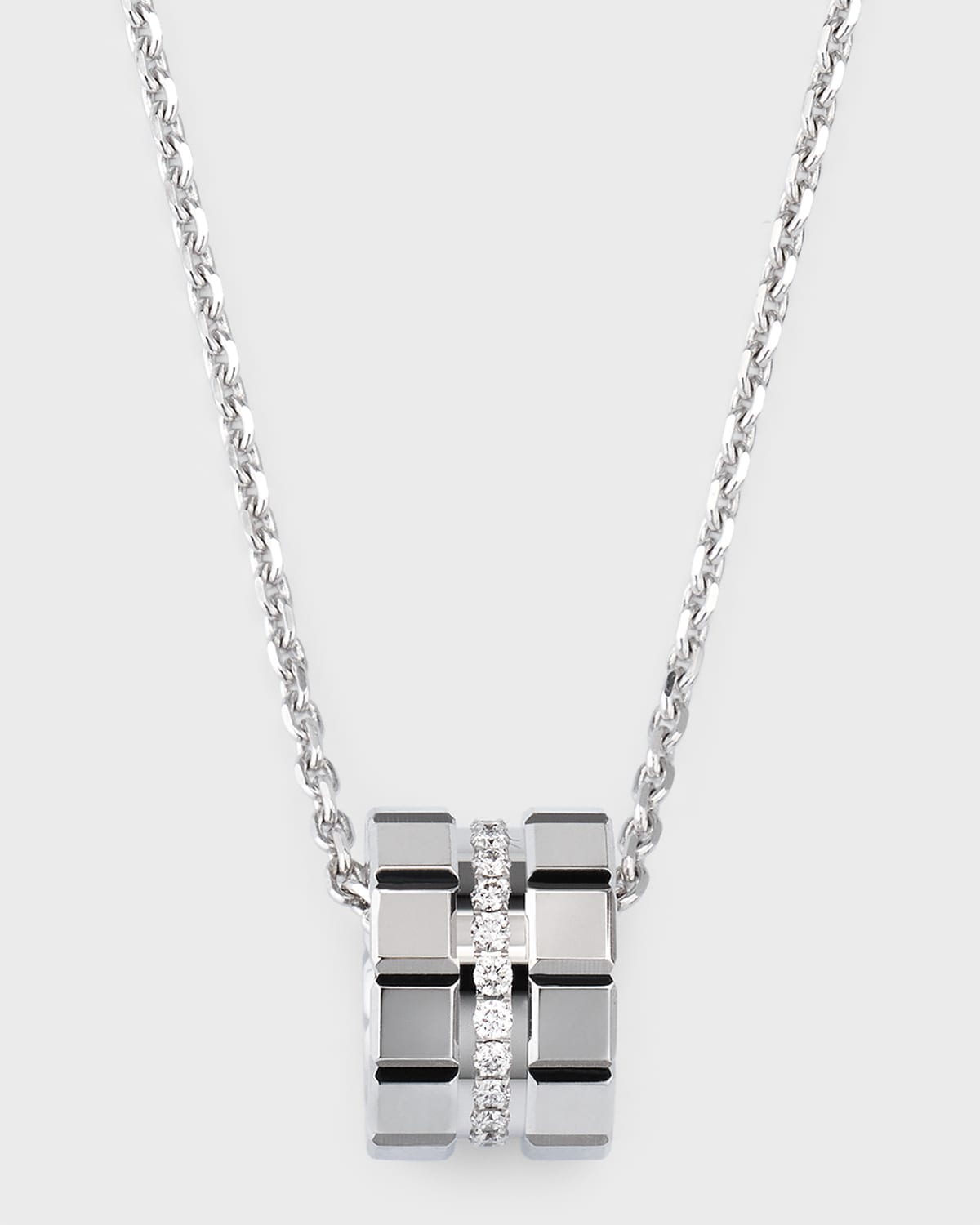 Chopard Ice Cube 18k White Gold Diamond Pendant Necklace In Metallic