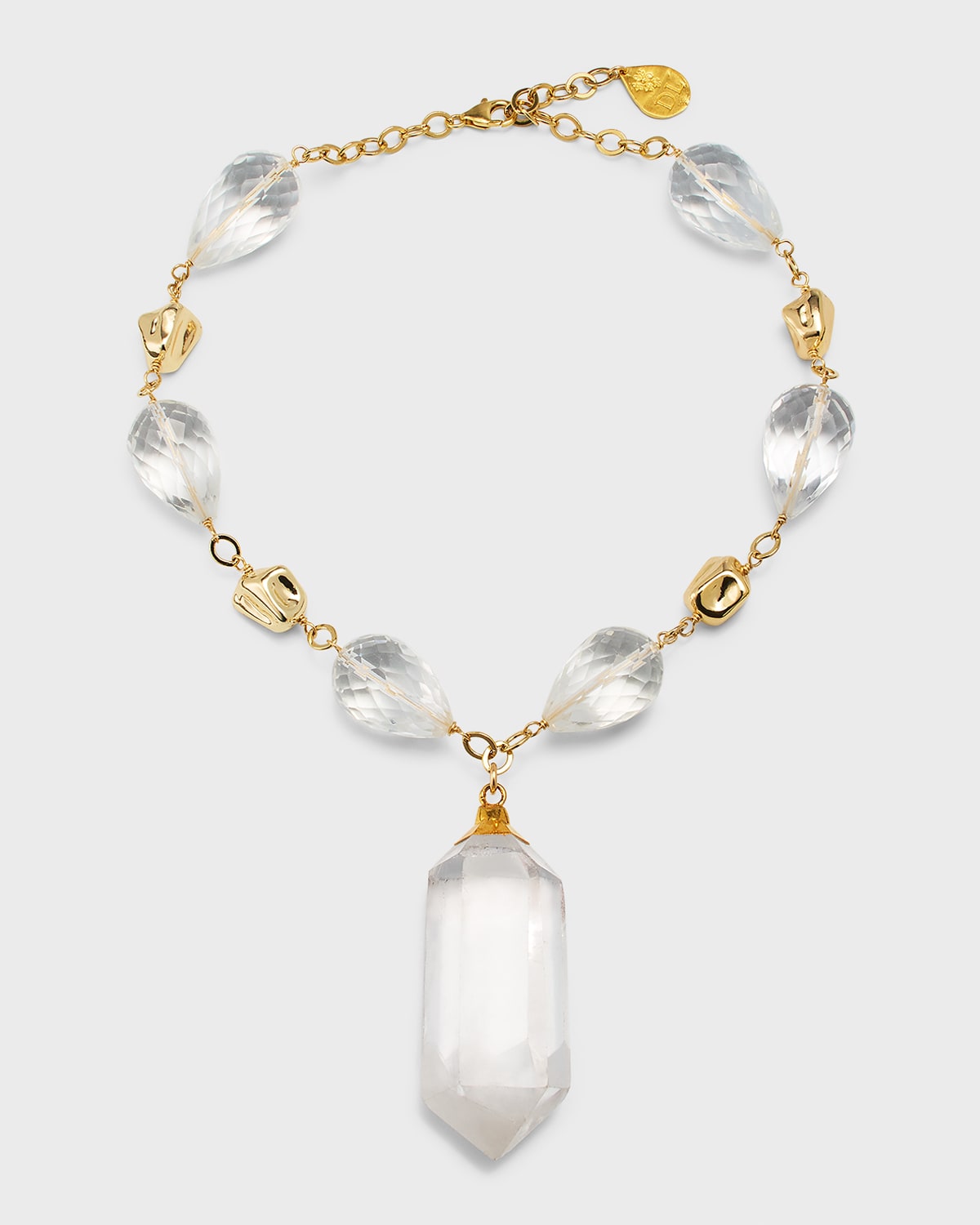 Devon Leigh 24k Gold Foil And Crystal Nugget Necklace