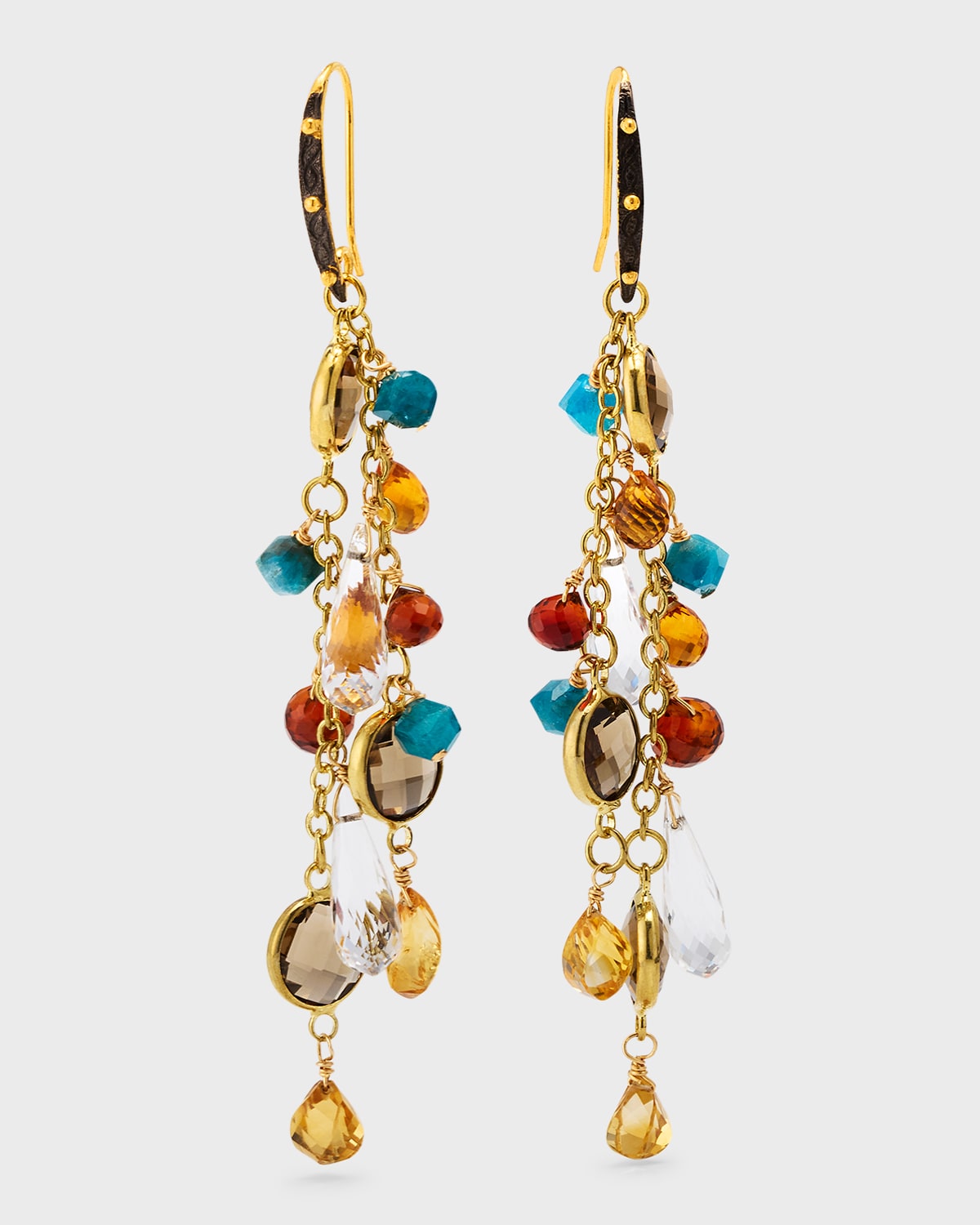 Devon Leigh Multi-gemstone Cascading Earrings In Multi Color